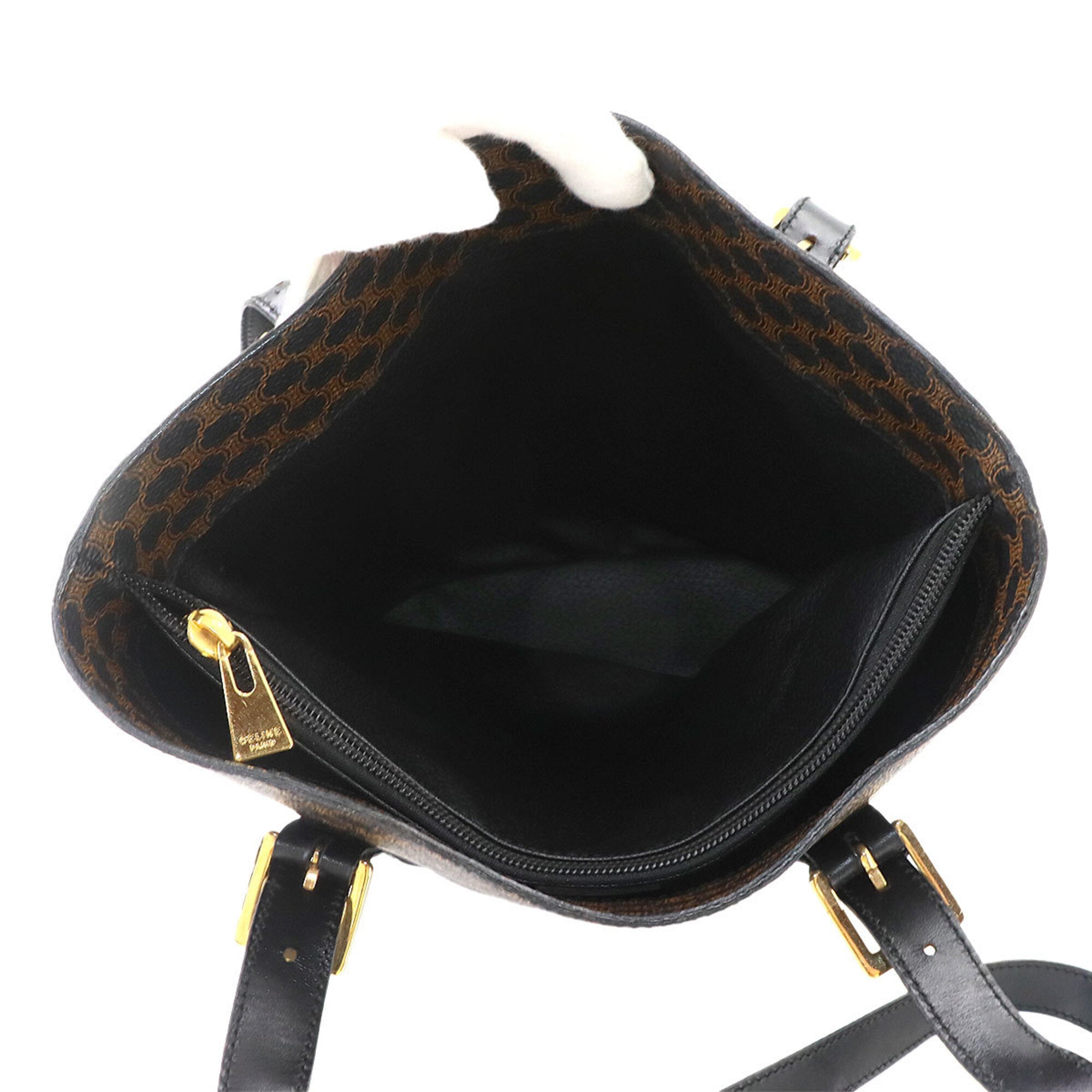 Celine Macadam Black Brown Pvc Leather Handbag Tote Bag (Pre-Owned)