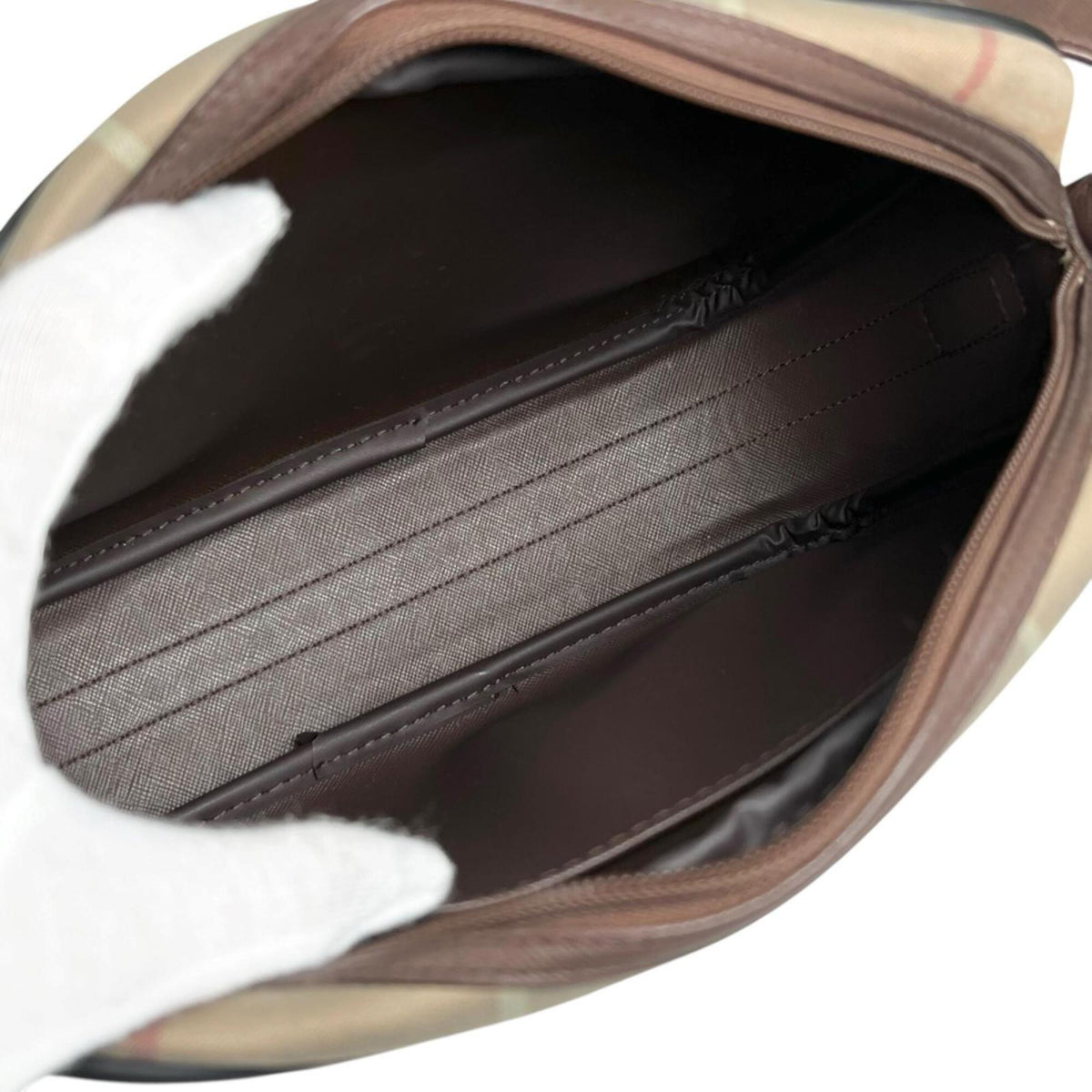 Burberry Brown Khaki Canvas Leather Shoulder Bag (Pre-Owned)