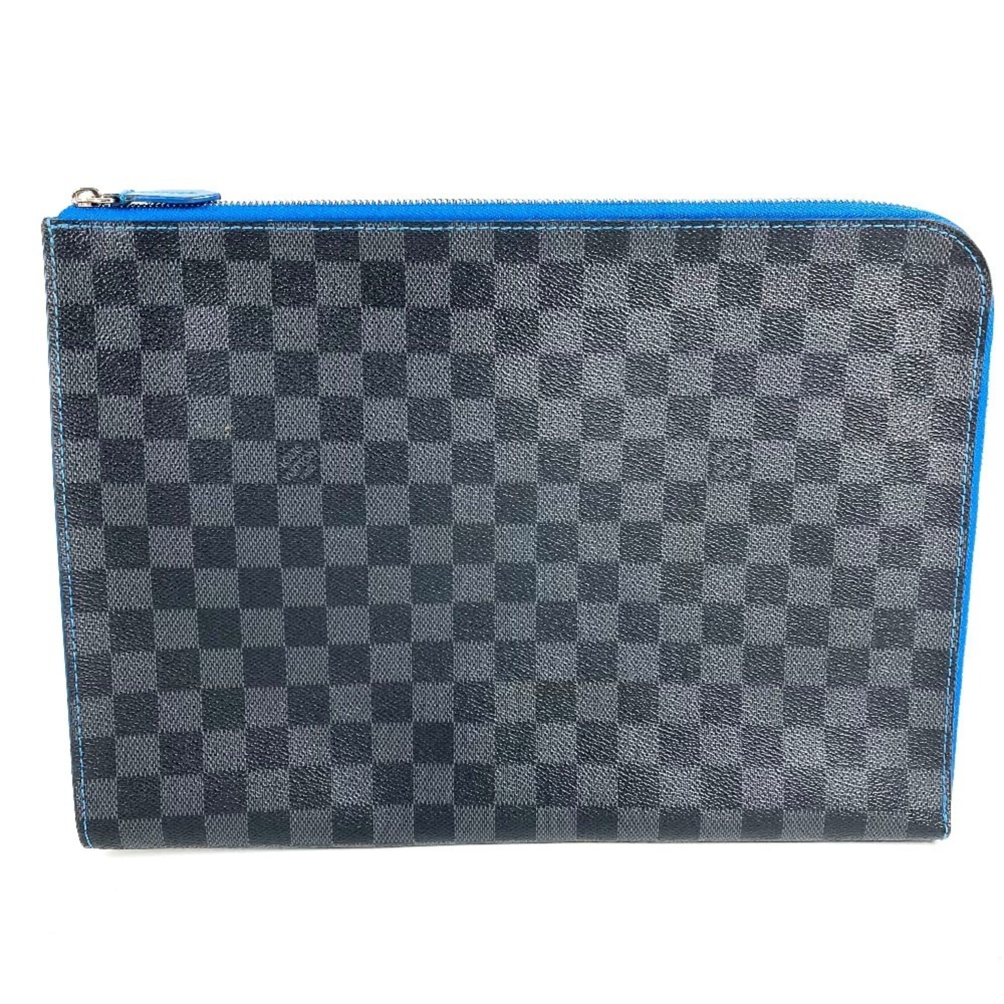 Louis Vuitton Black Blue Damier Graphite Clutch Bag Pochette Pouch (Pre-Owned)
