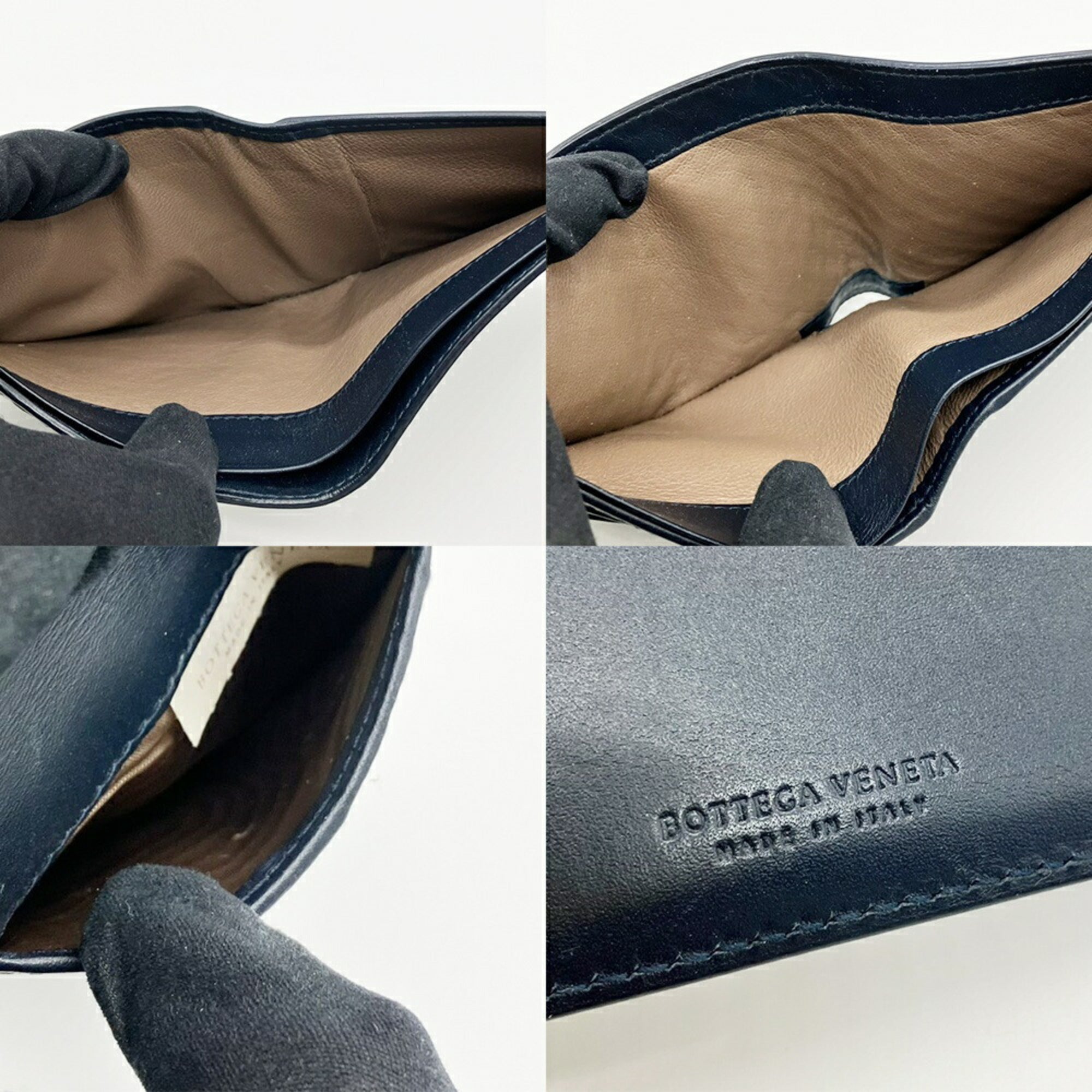 Bottega Veneta Navy Leather Wallet (Bi-Fold) (Pre-Owned)
