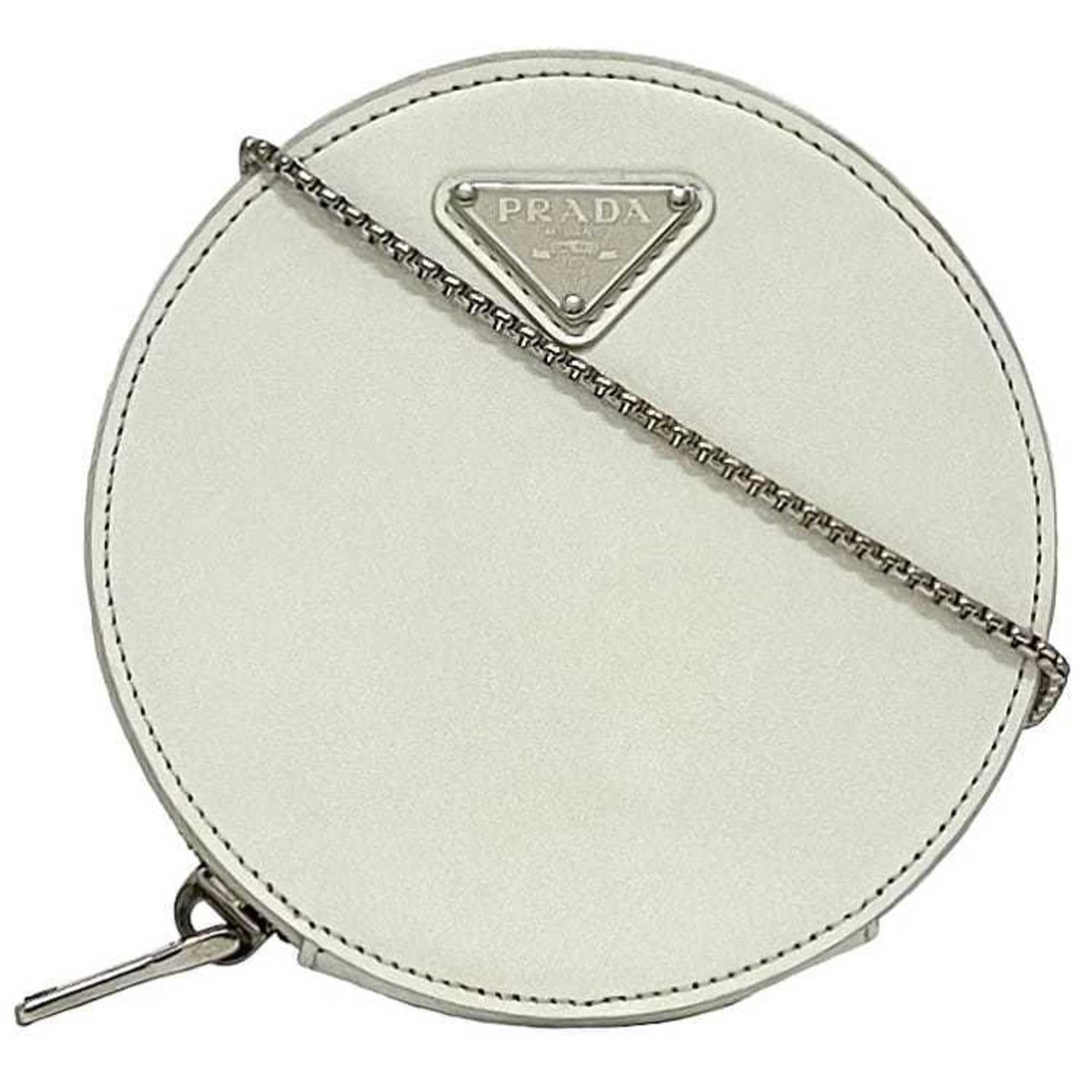 Prada White Leather Pochette Shoulder Bag (Pre-Owned)