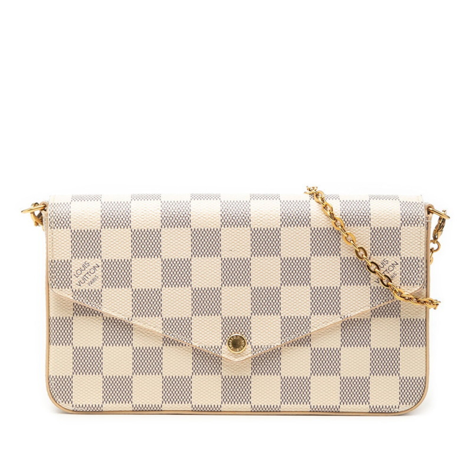 Louis Vuitton Damier Azur White Leather Pvc Pouch Shoulder Bag (Pre-Owned)