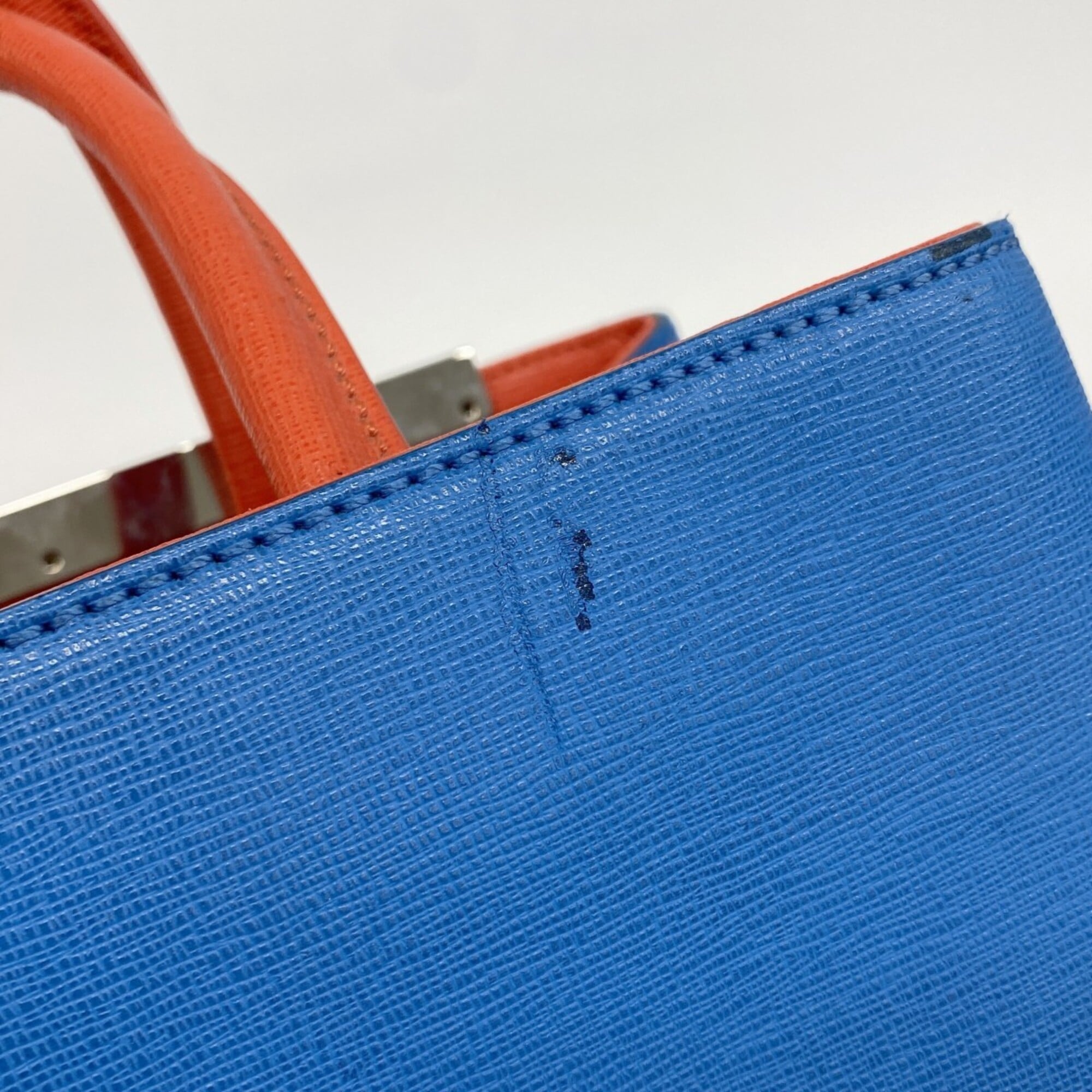 Fendi Blue Red Color Leather Handbag (Pre-Owned)
