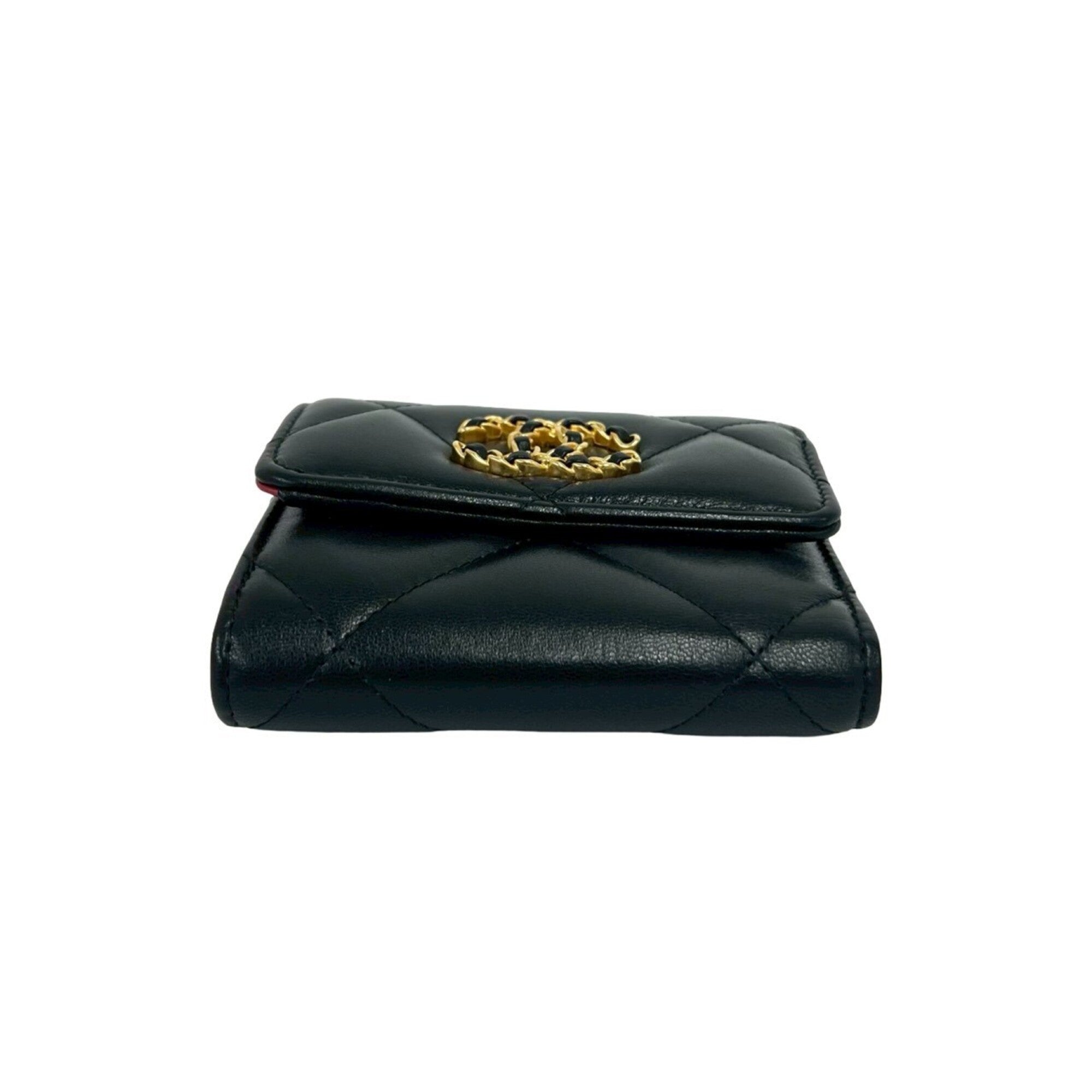 Chanel Black Leather Wallet (Tri-Fold) (Pre-Owned)