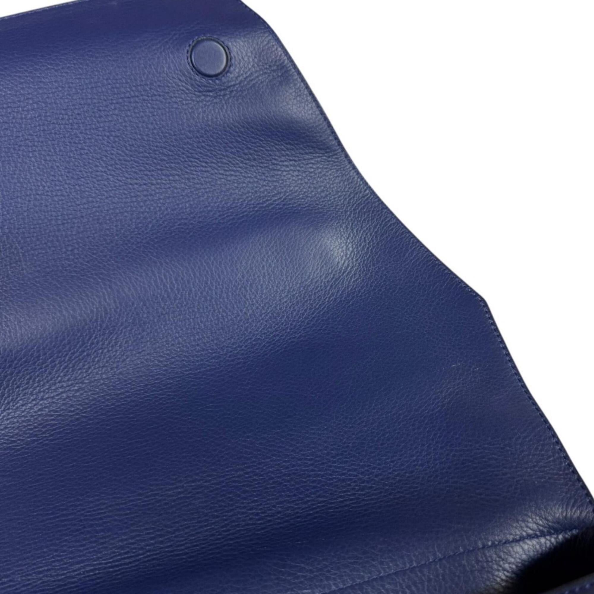 Loewe Anton Navy Leather Messenger Bag Shoulder Bag (Pre-Owned)