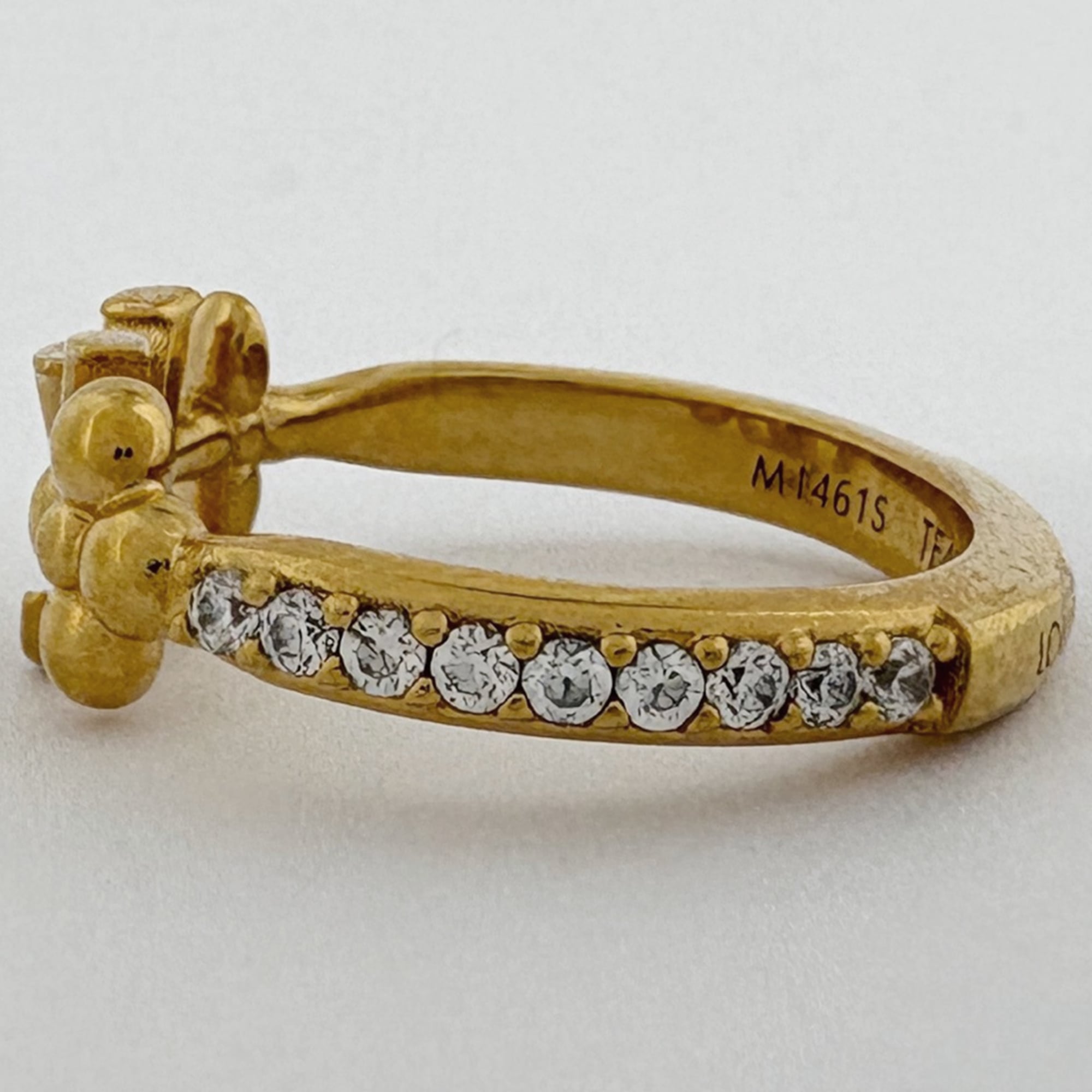 Louis Vuitton Gold Gold Plating Rhinestone Band Ring (Pre-Owned)