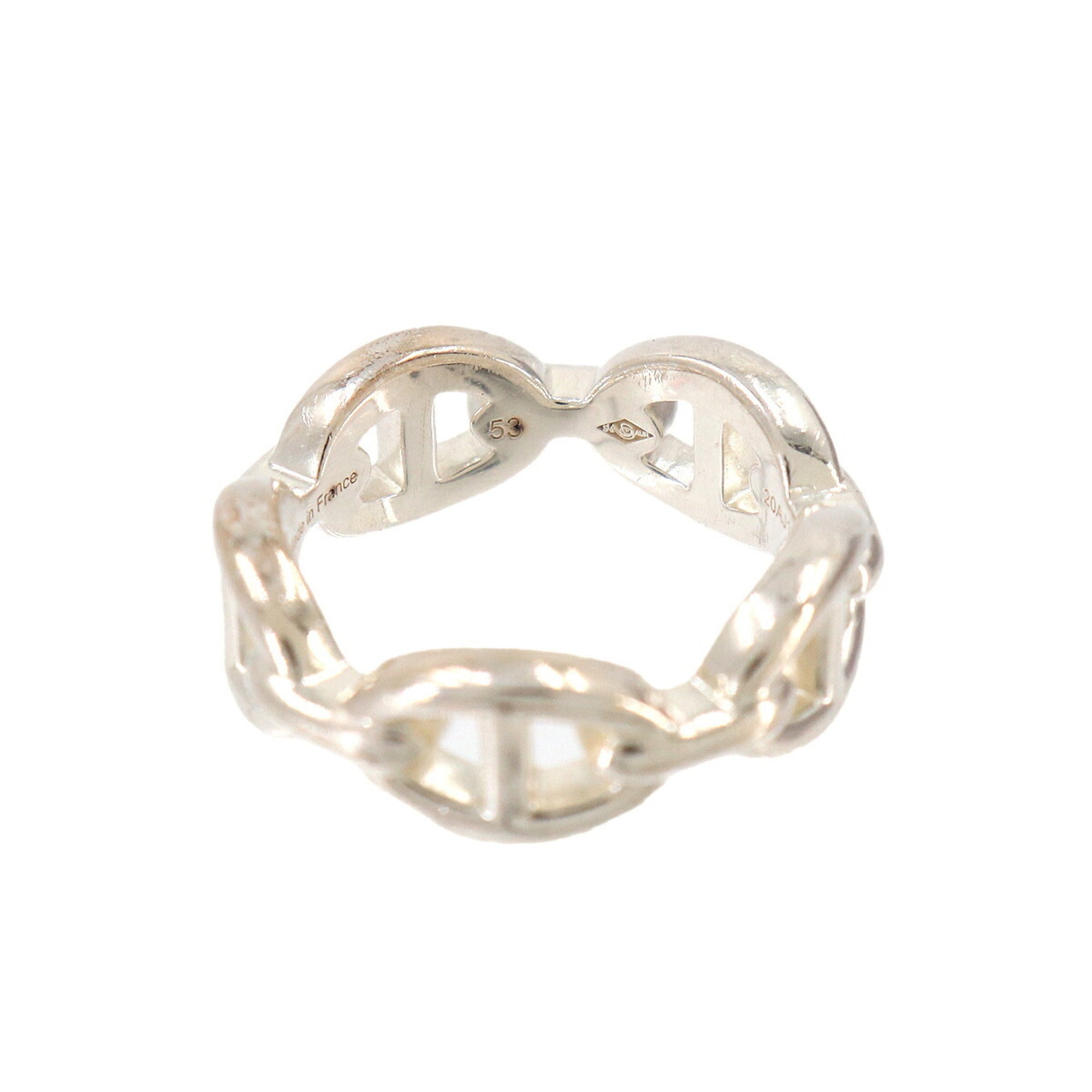 Hermes Silver Silver 925 Band Ring (Pre-Owned)