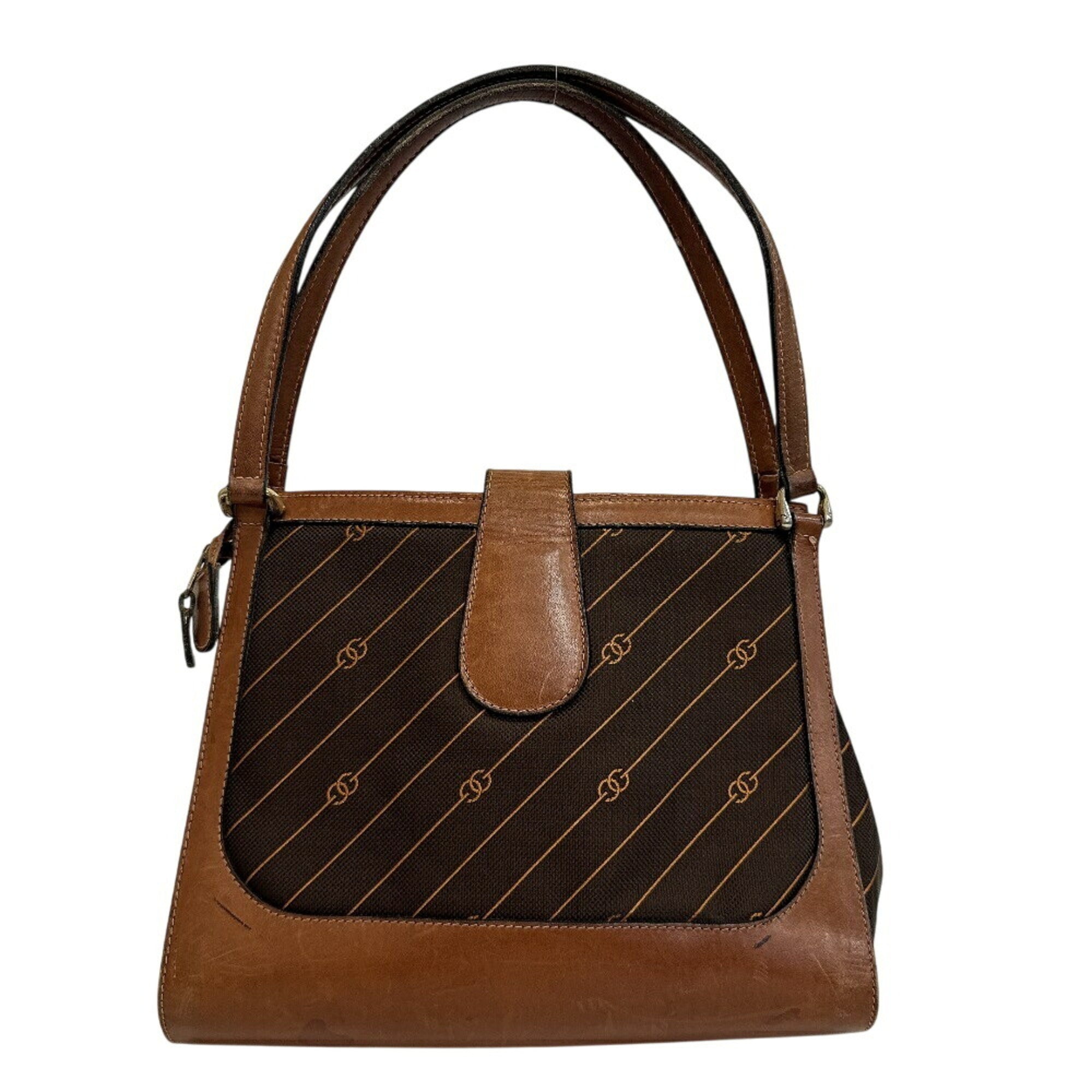 Gucci Brown Canvas Leather Shoulder Bag (Pre-Owned)