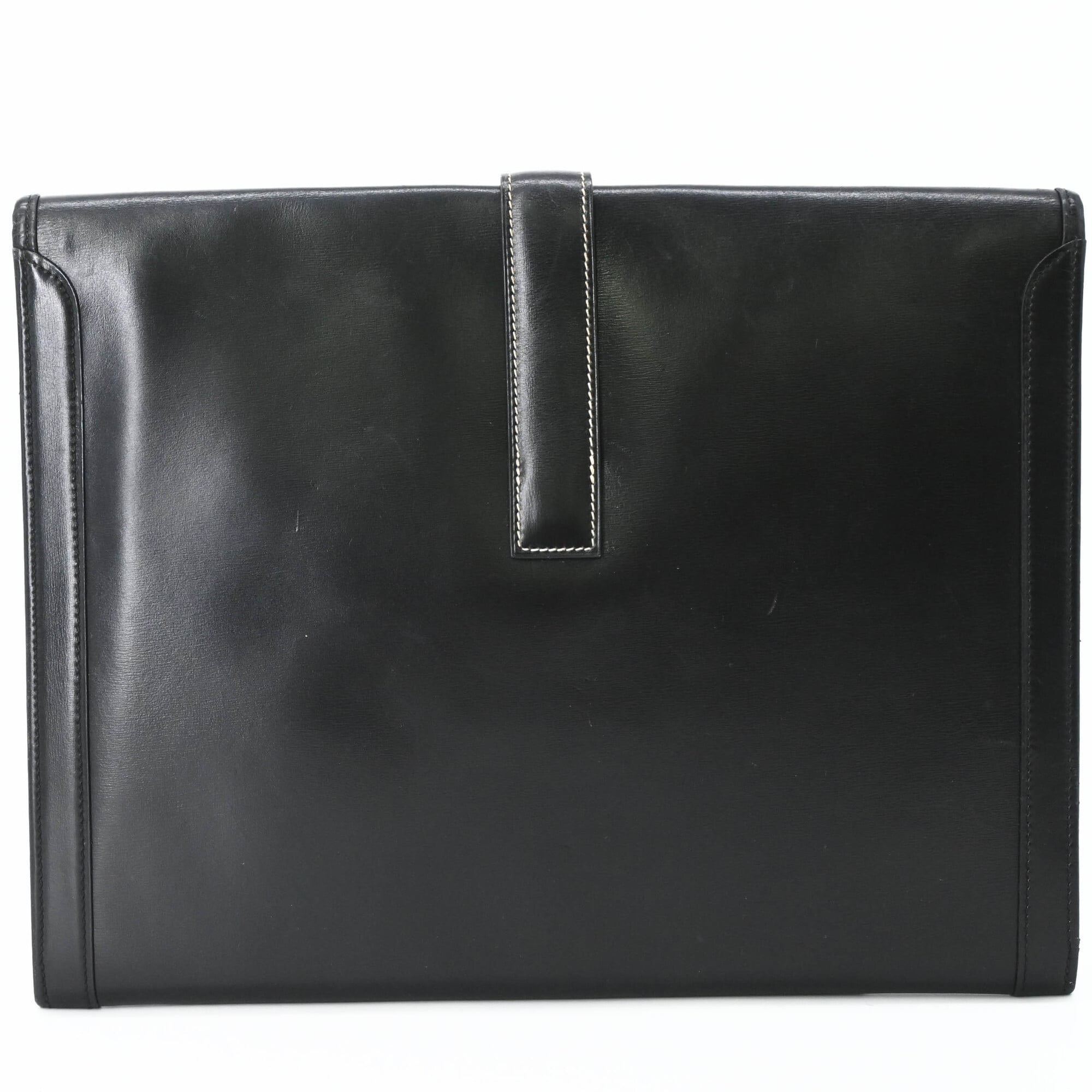 Hermes Jige Black Box Calf Leather Clutch Bag (Pre-Owned)