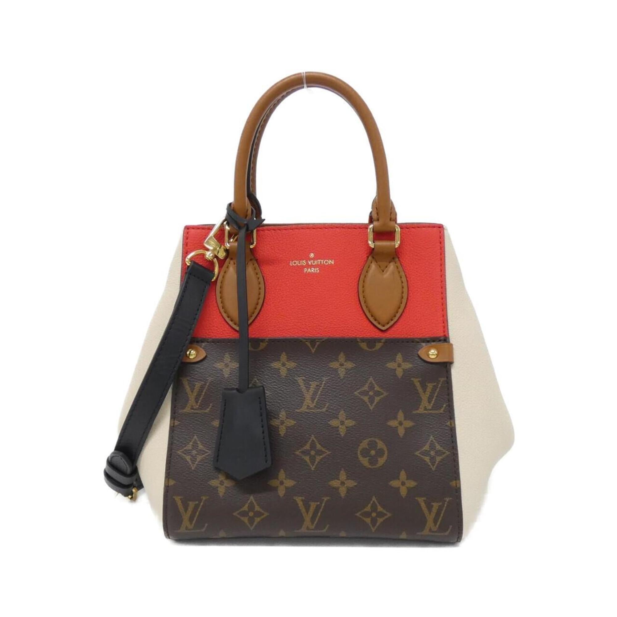 Louis Vuitton Black Cerise Cream Leather Coated Canvas Handbag (Pre-Owned)