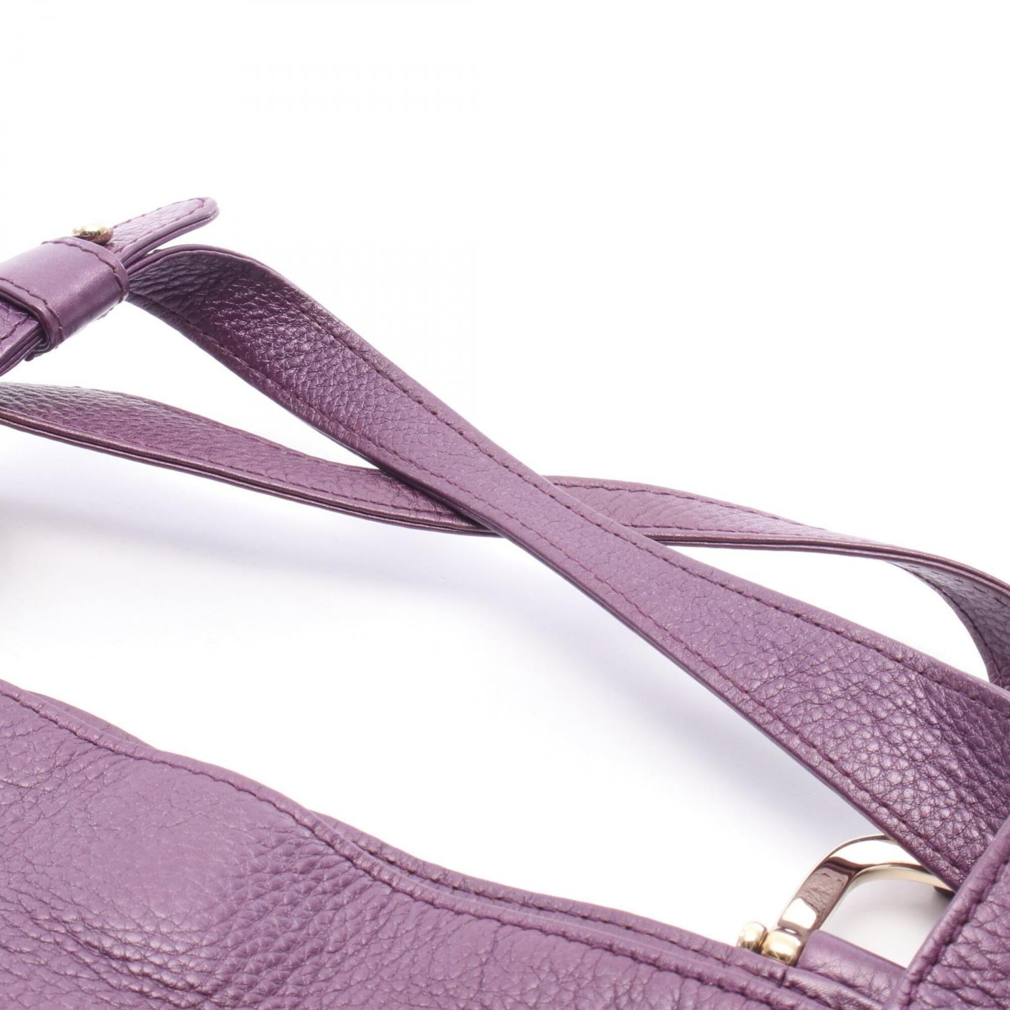 Gucci Purple Leather Handbag Tote Bag (Pre-Owned)