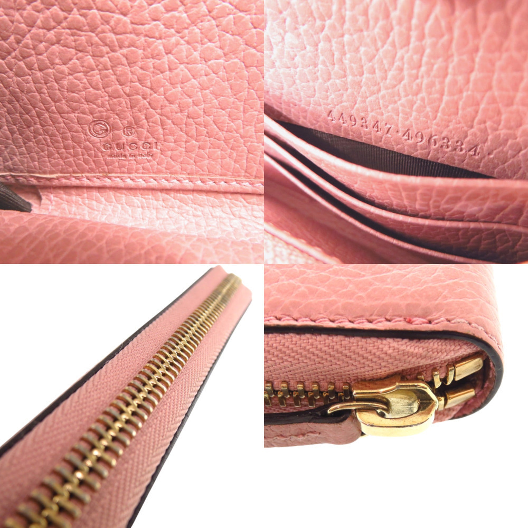 Gucci Pink Leather Long Wallet (Bi-Fold) (Pre-Owned)