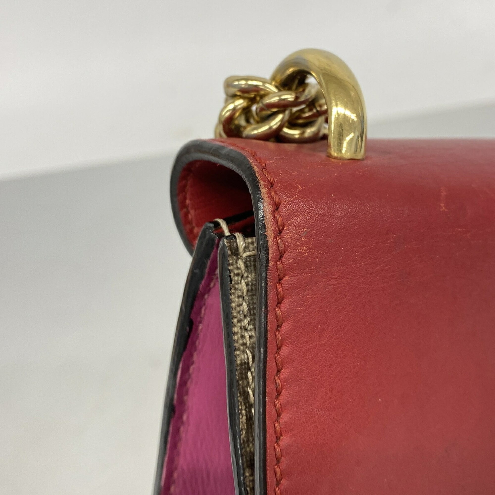 Gucci Brown Red Color Pvc Shoulder Bag (Pre-Owned)
