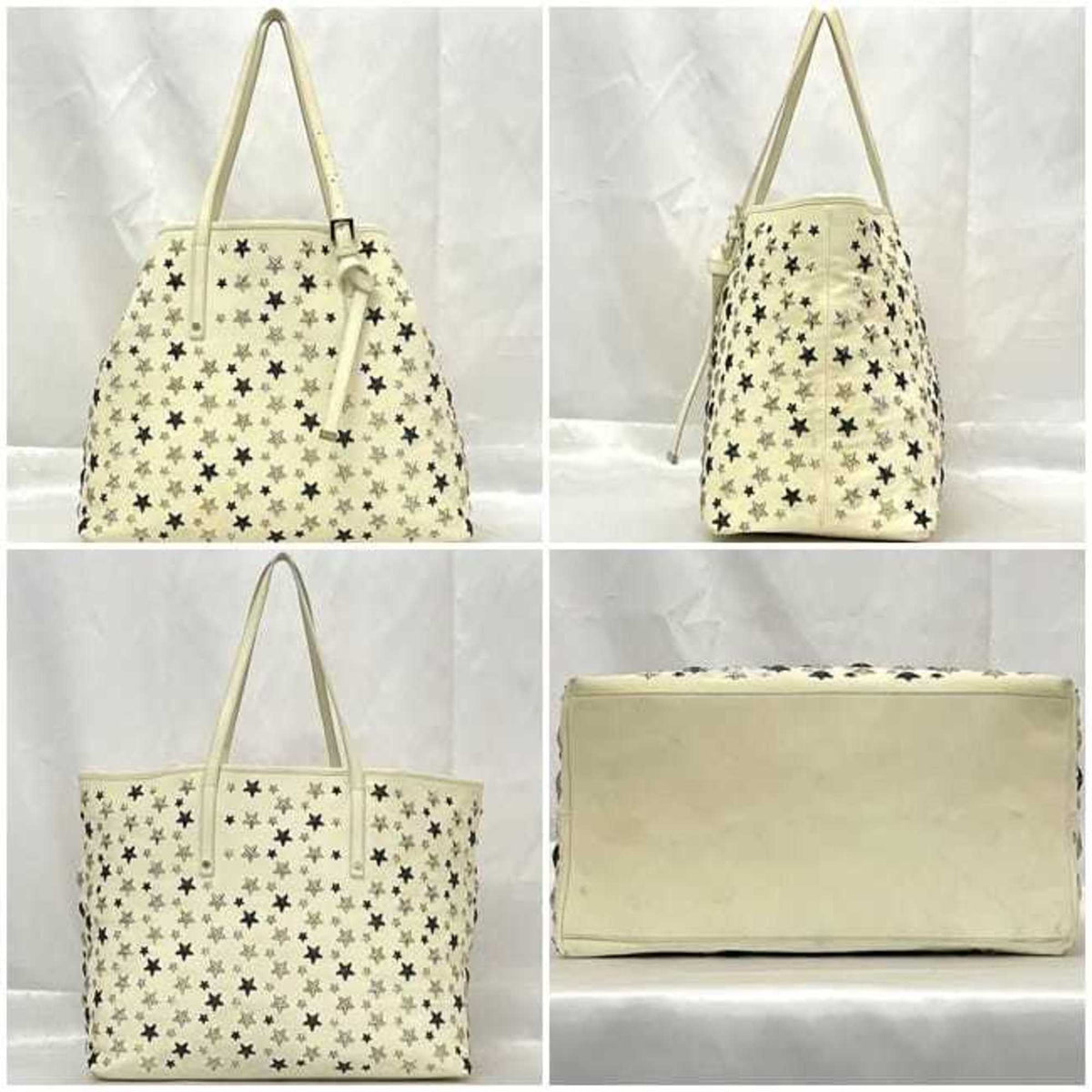 Jimmy Choo Cream White Leather Tote Bag (Pre-Owned)