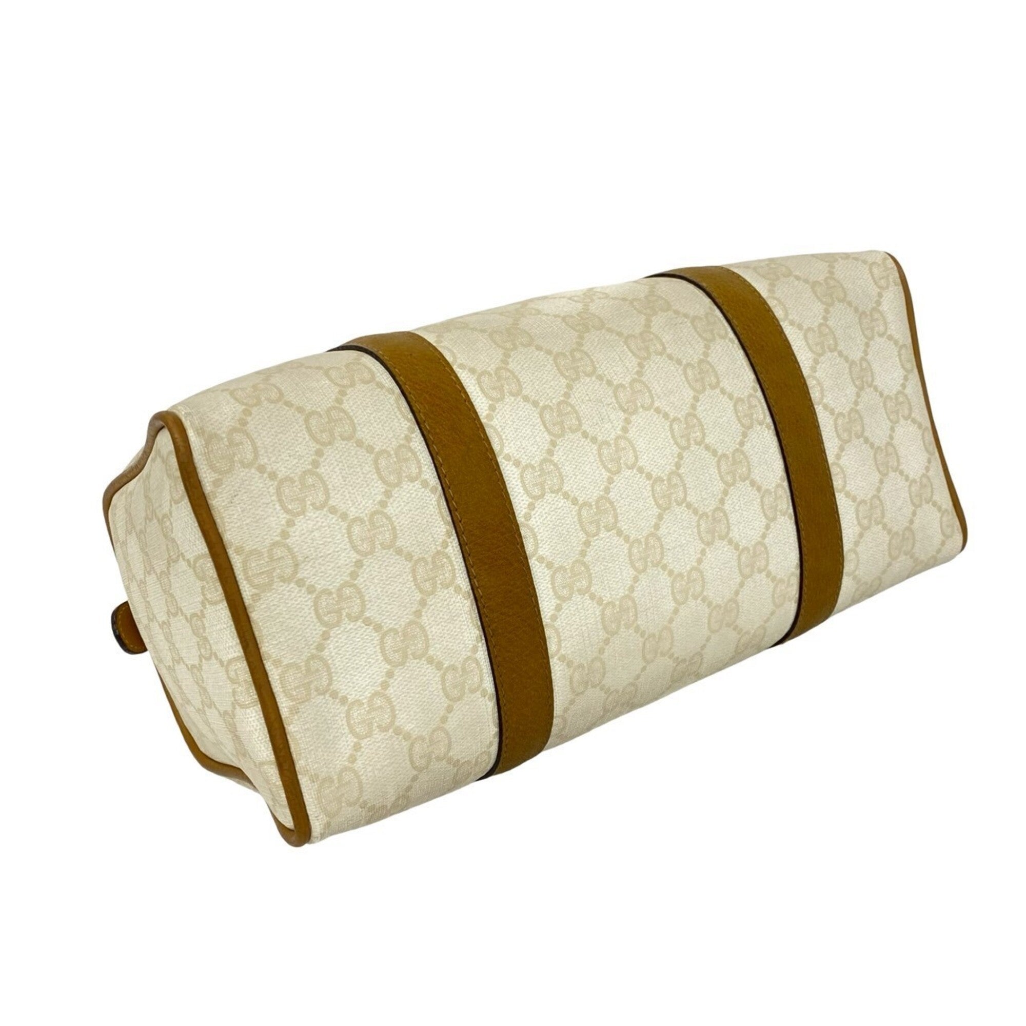 Gucci Brown White Leather Pvc Boston Bag Handbag (Pre-Owned)