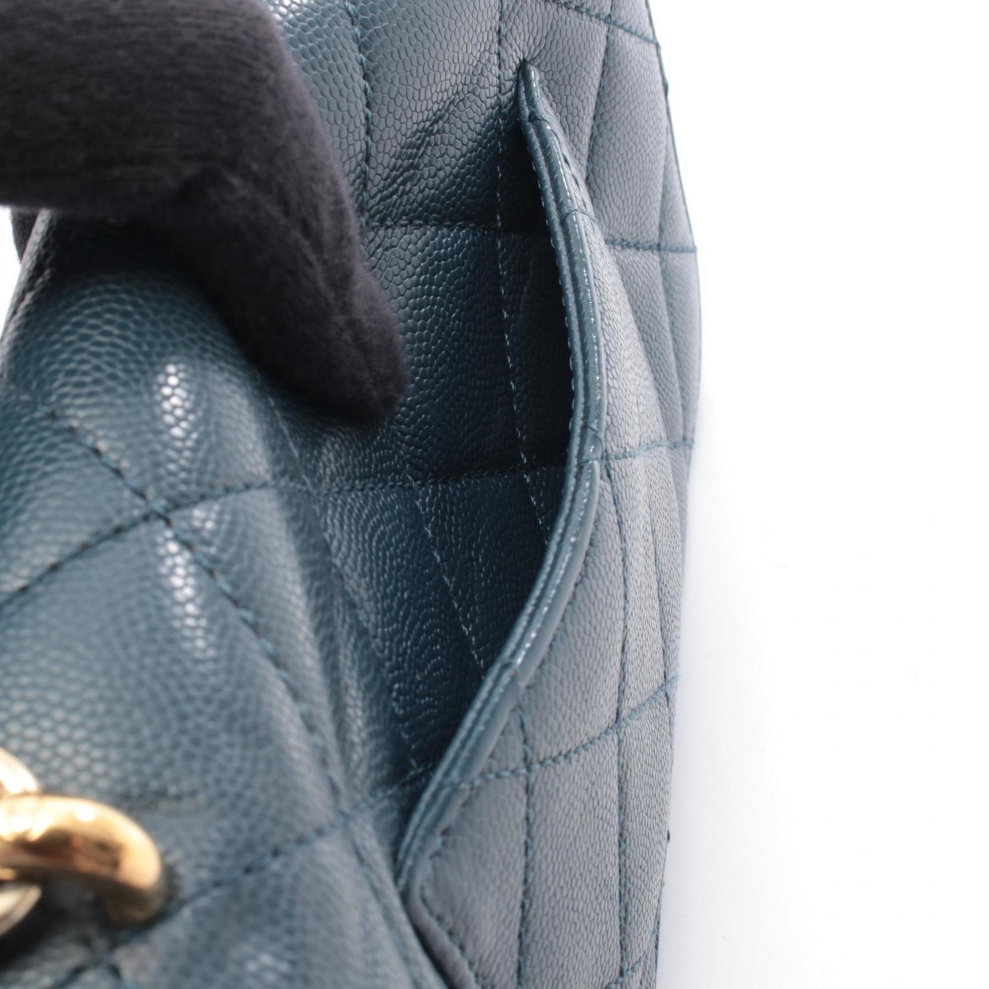Chanel Navy Leather Handbag Shoulder Bag (Pre-Owned)