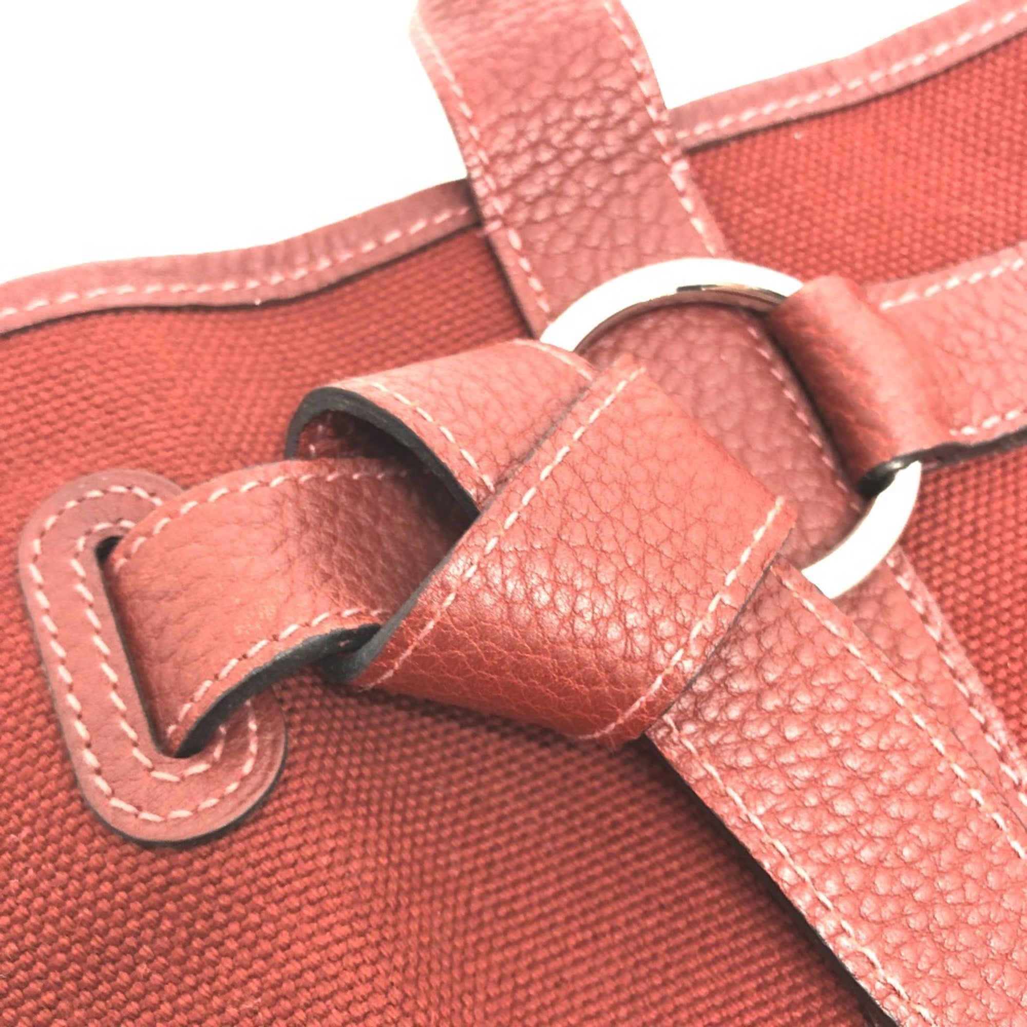 Hermes Bordeaux Canvas Leather Tote Bag (Pre-Owned)