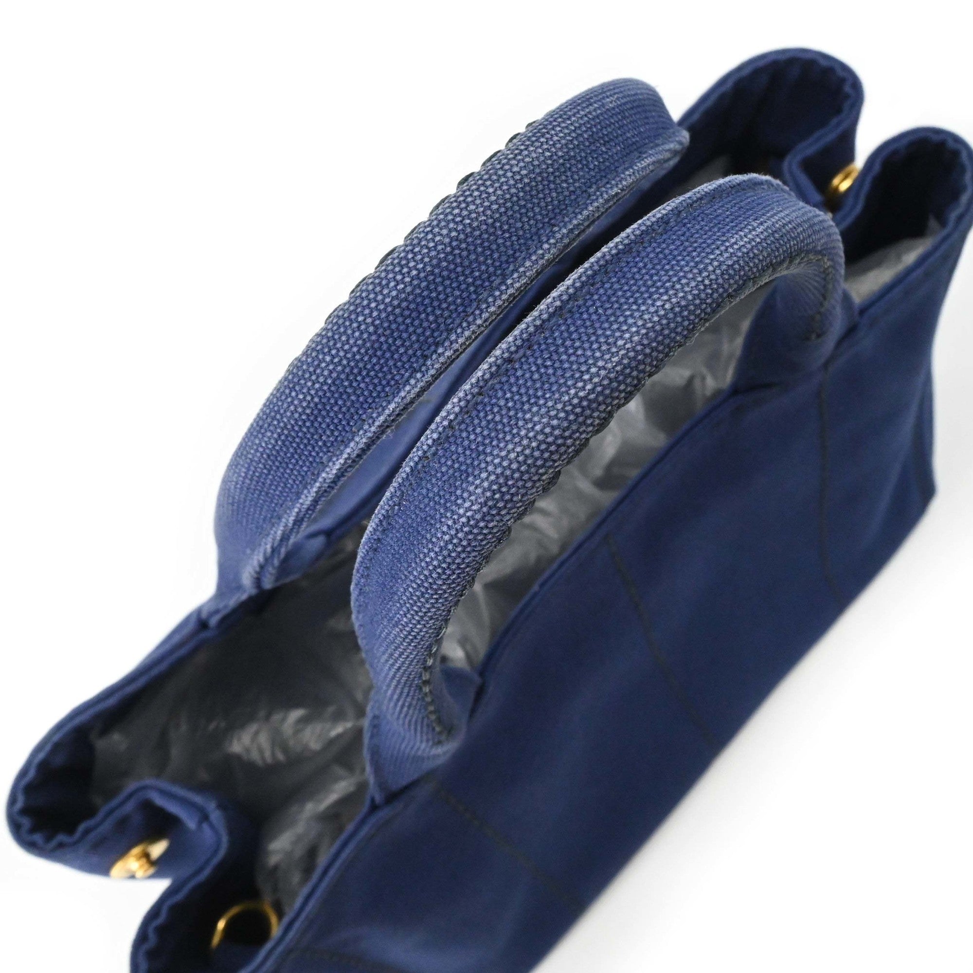 Prada Canapa Blue Canapa Handbag Tote Bag (Pre-Owned)