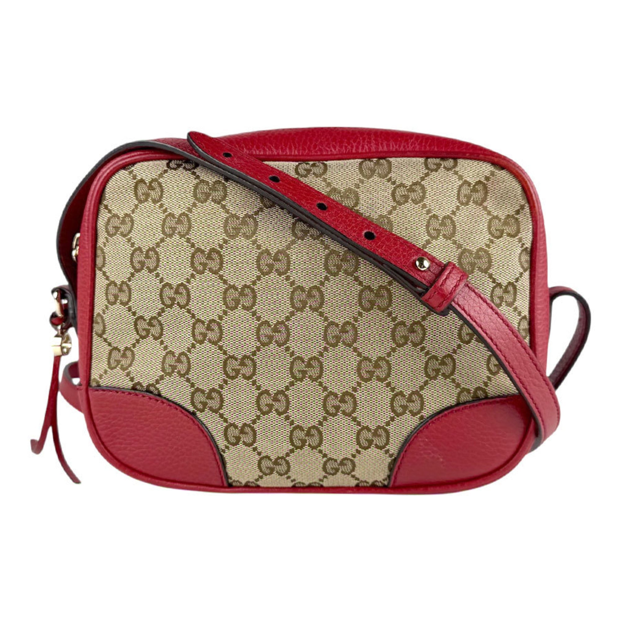 Gucci Brown Red Color Gg Canvas Leather Shoulder Bag (Pre-Owned)