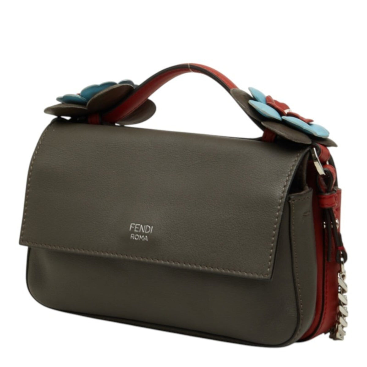 Fendi Red Color Leather Handbag Shoulder Bag (Pre-Owned)