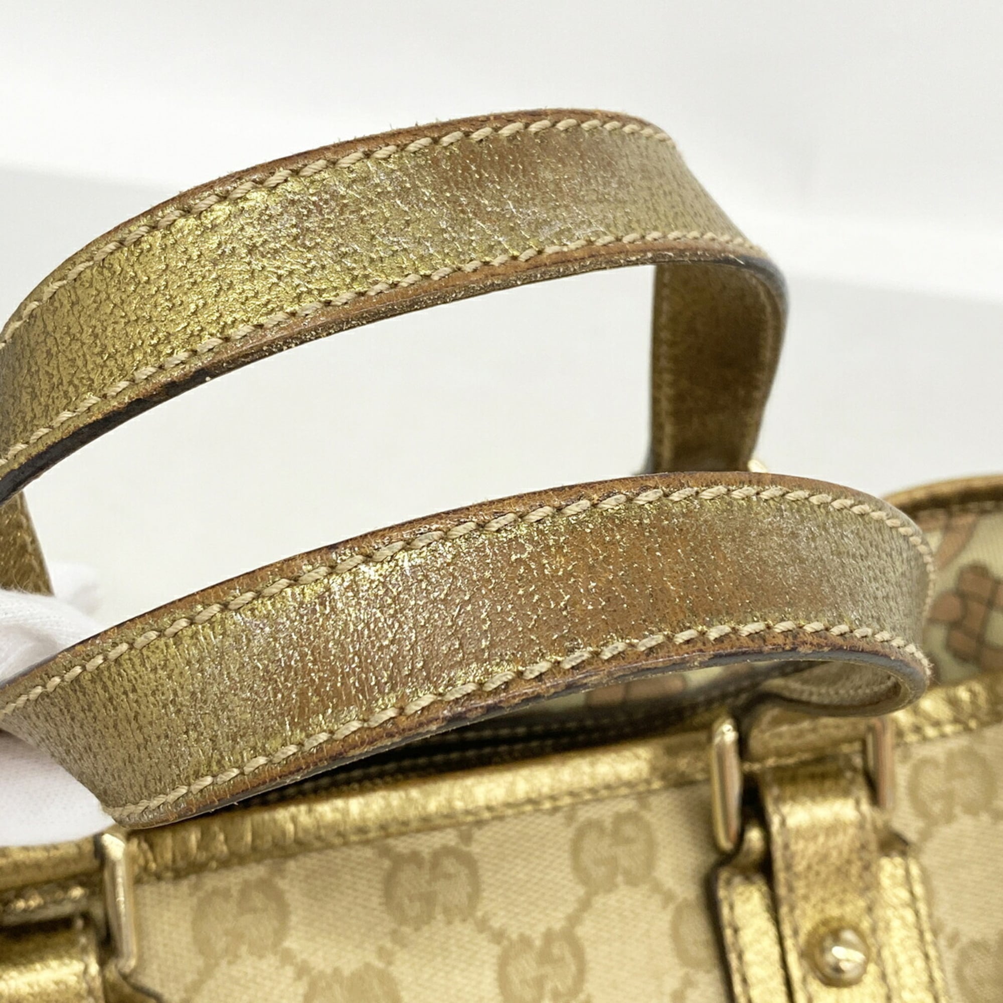 Gucci Beige Brown Canvas Handbag (Pre-Owned)