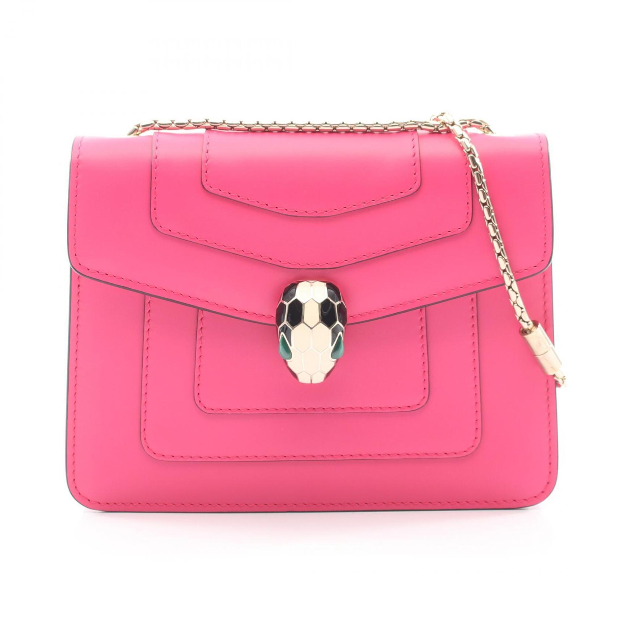 Bvlgari Pink Leather Handbag Shoulder Bag (Pre-Owned)