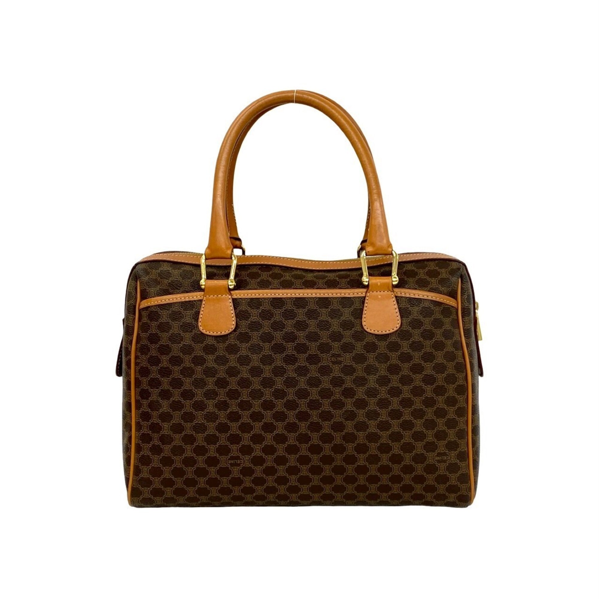 Celine Brown Pvc Leather Boston Bag Handbag (Pre-Owned)