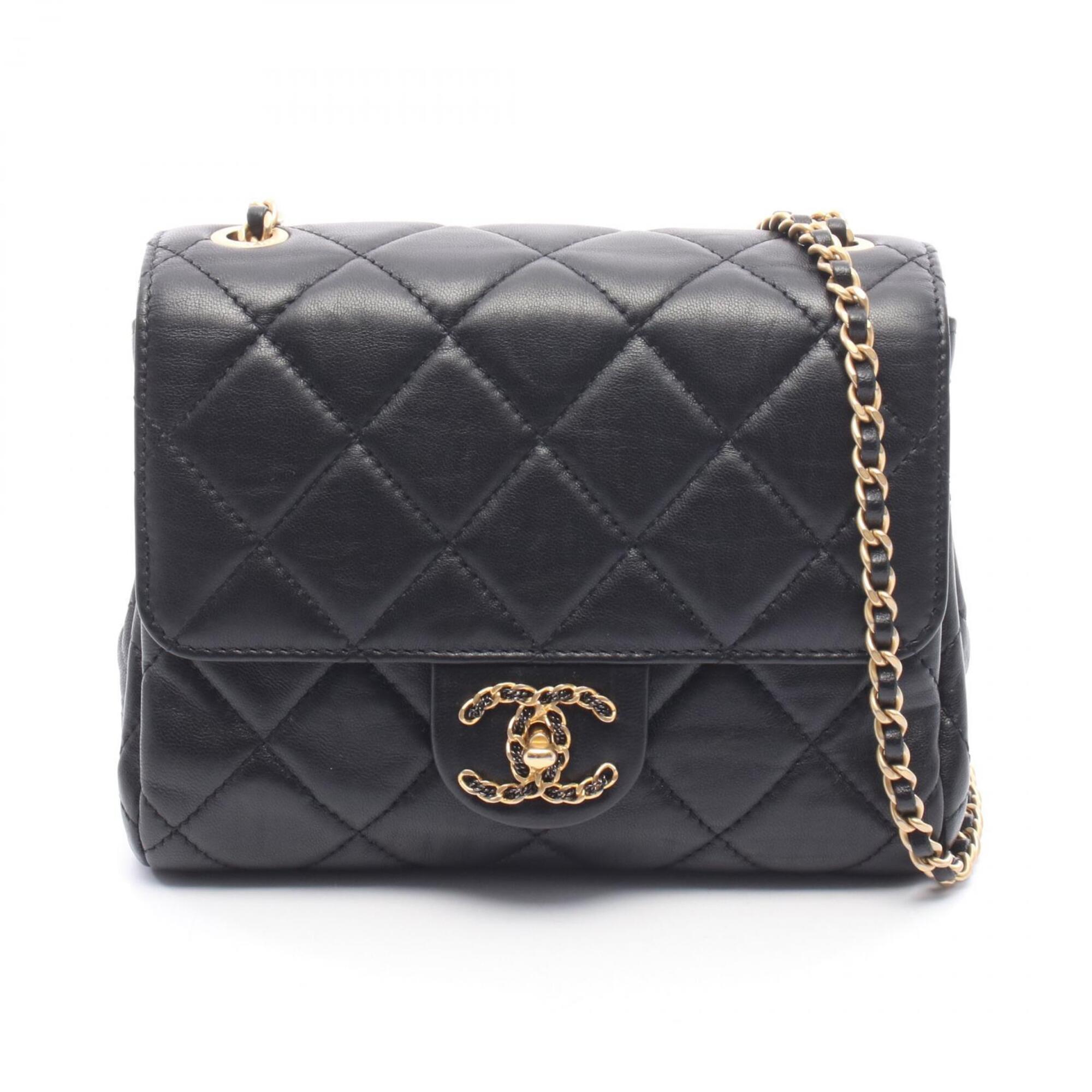Chanel Matelasse Black Leather Handbag Shoulder Bag (Pre-Owned)
