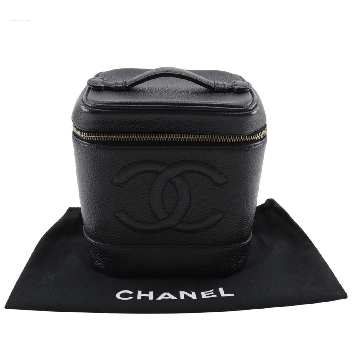 Chanel Black Caviar Leather Handbag Pouch (Pre-Owned)