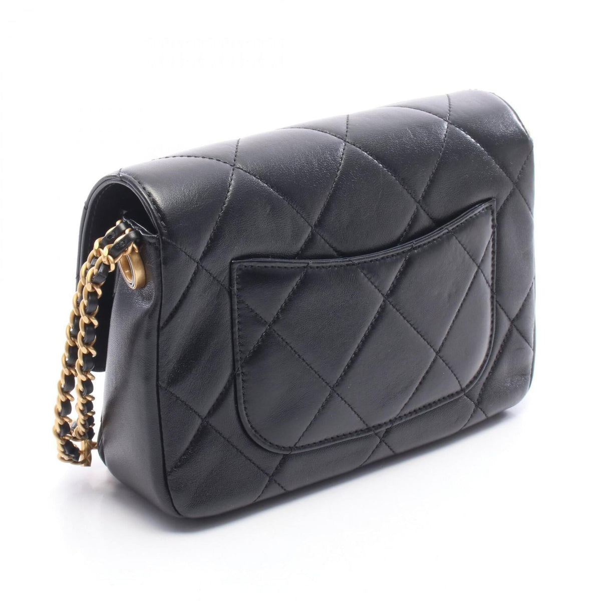 Chanel Black Leather Handbag Shoulder Bag (Pre-Owned)