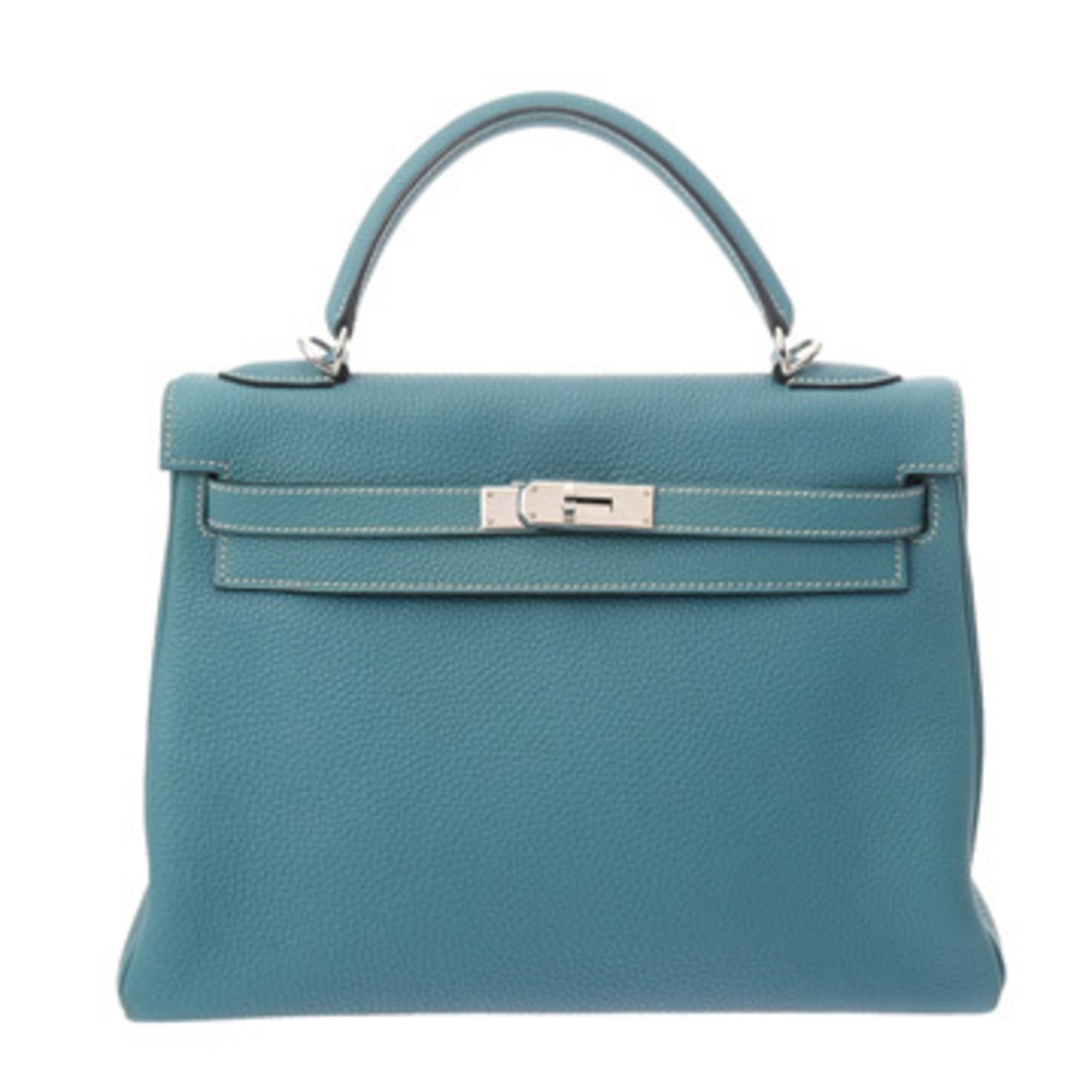 Hermes Blue Jean Taurillon Clemence Leather Handbag (Pre-Owned)