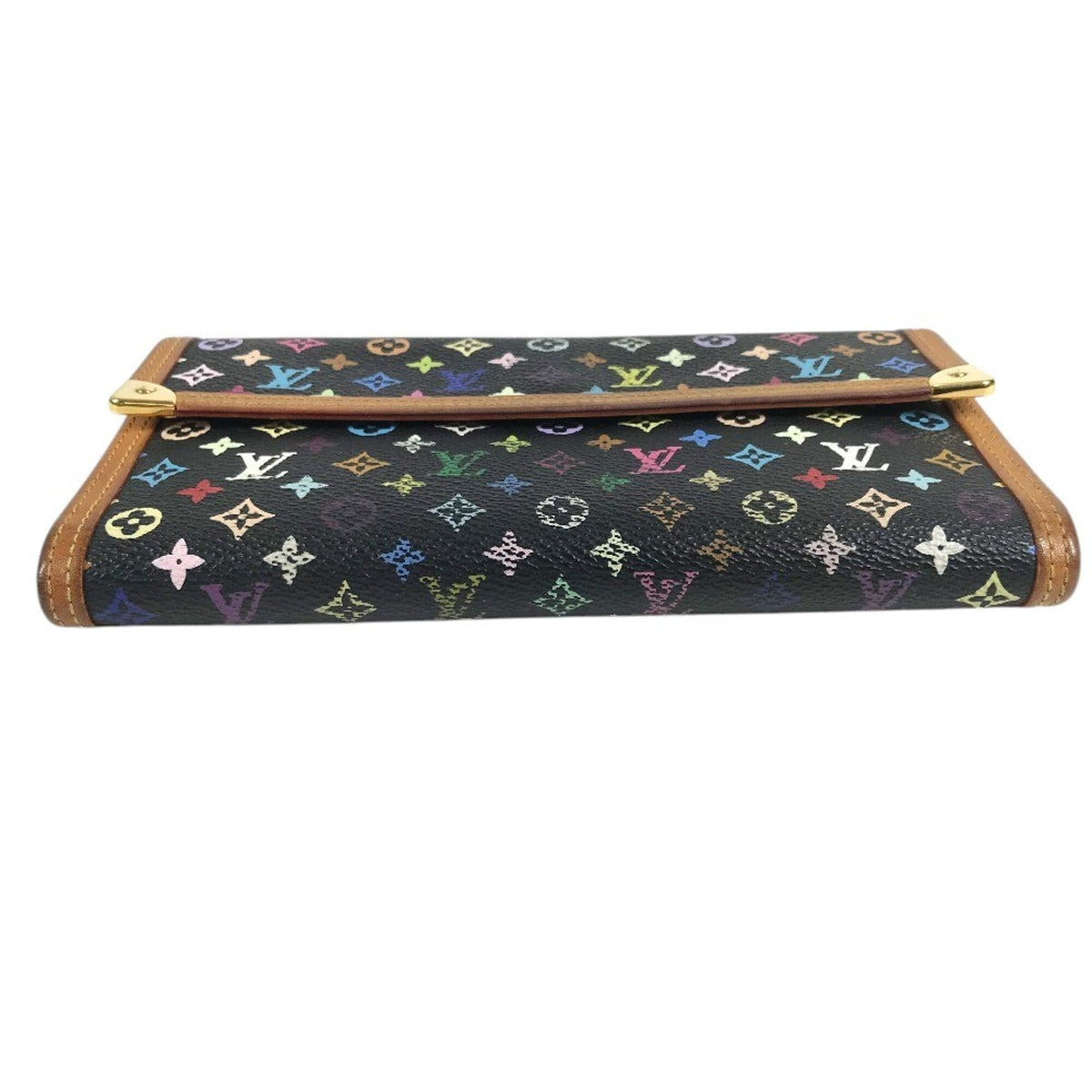 Louis Vuitton Black Noir Monogram Multicolore Wallet (Tri-Fold) (Pre-Owned)
