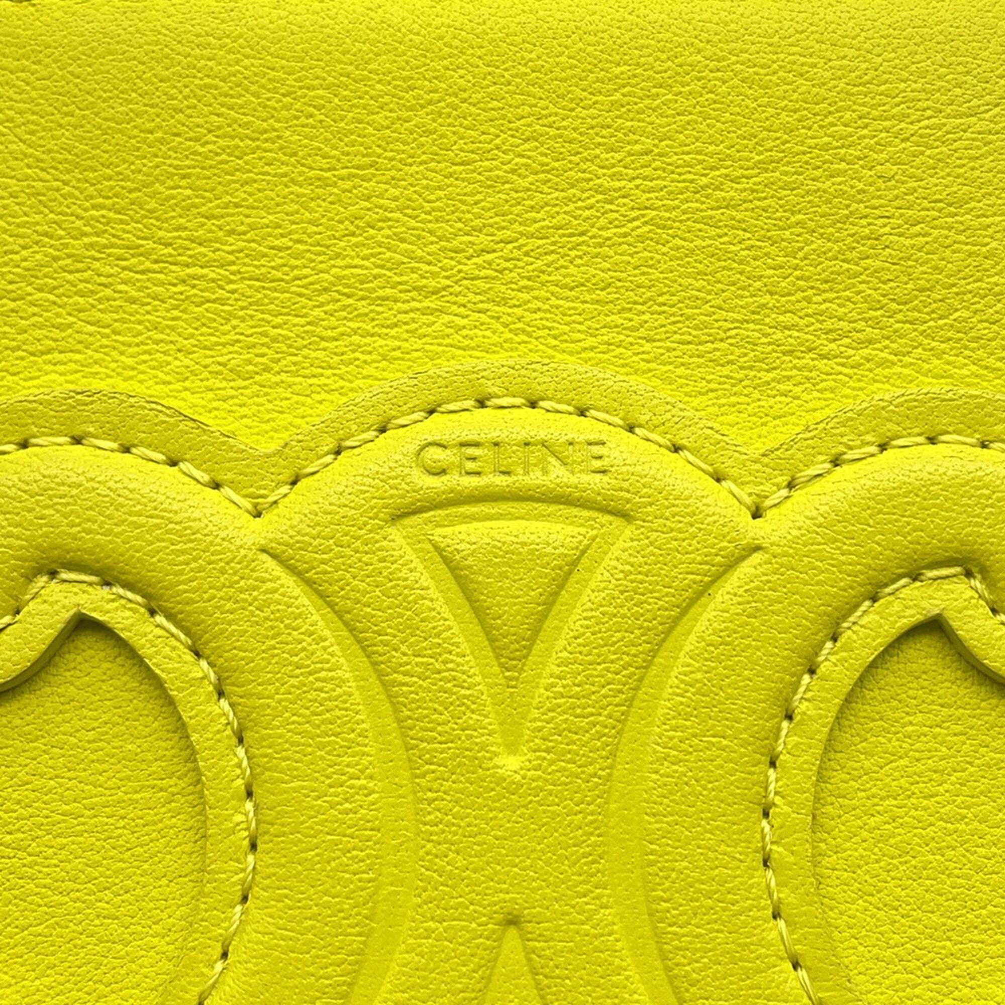 Celine Yellow Leather Handbag Shoulder Bag (Pre-Owned)