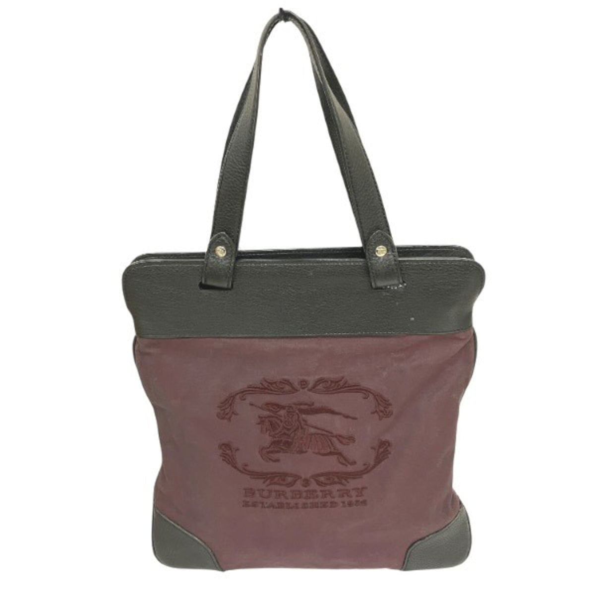 Burberry Black Bordeaux Canvas Leather Tote Bag (Pre-Owned)
