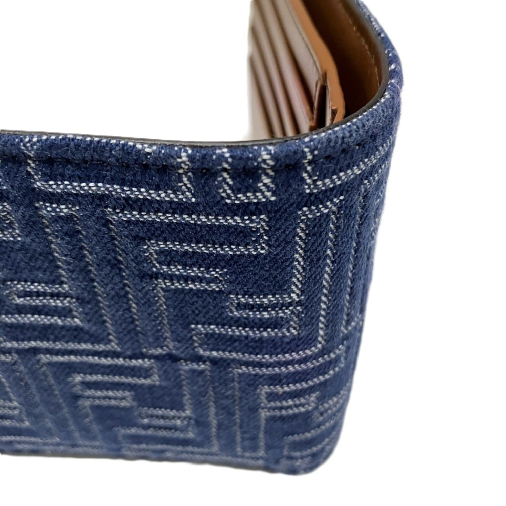 Fendi Blue Leather Fabric Wallet (Bi-Fold) (Pre-Owned)