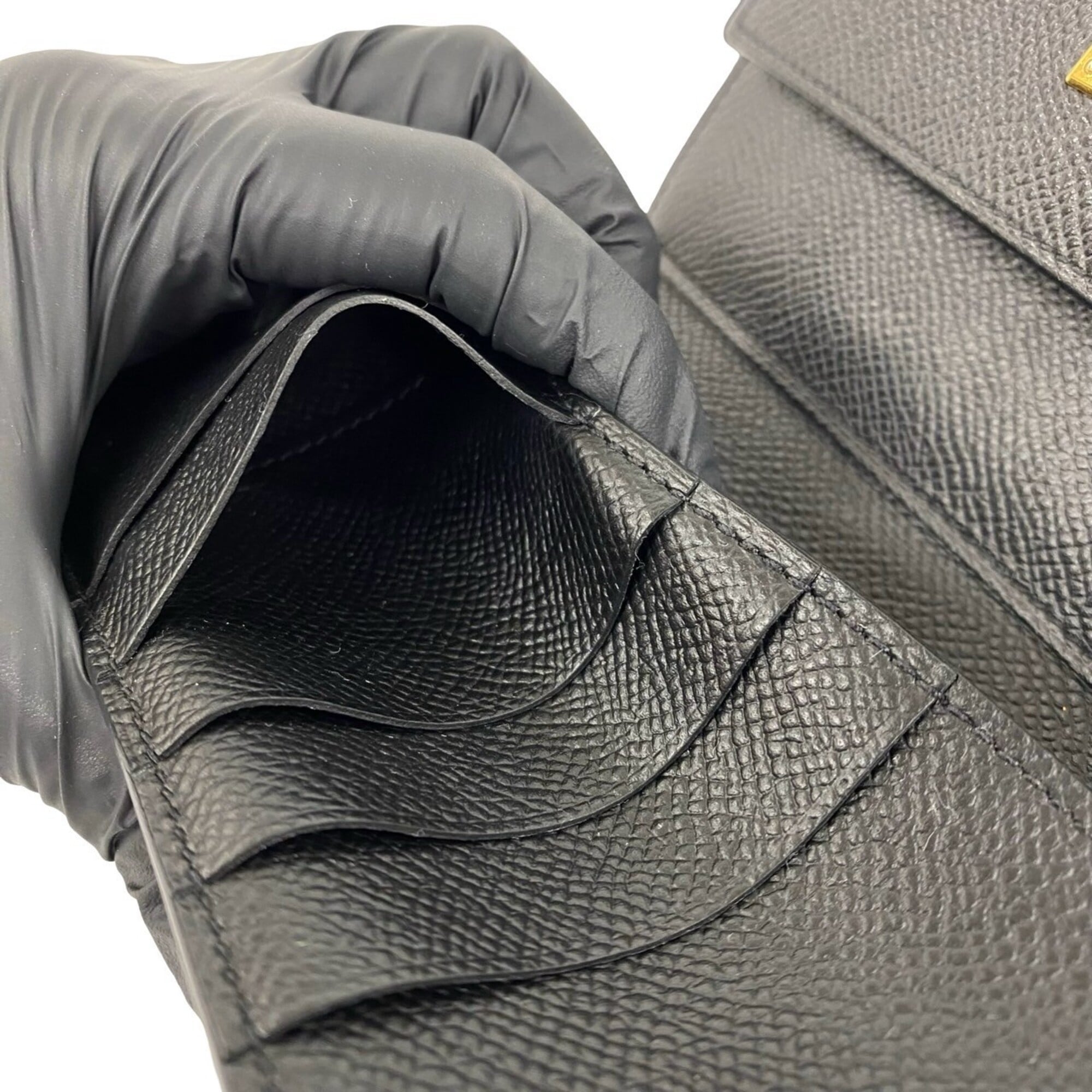 Hermes Black Epsom Leather Wallet (Tri-Fold) (Pre-Owned)