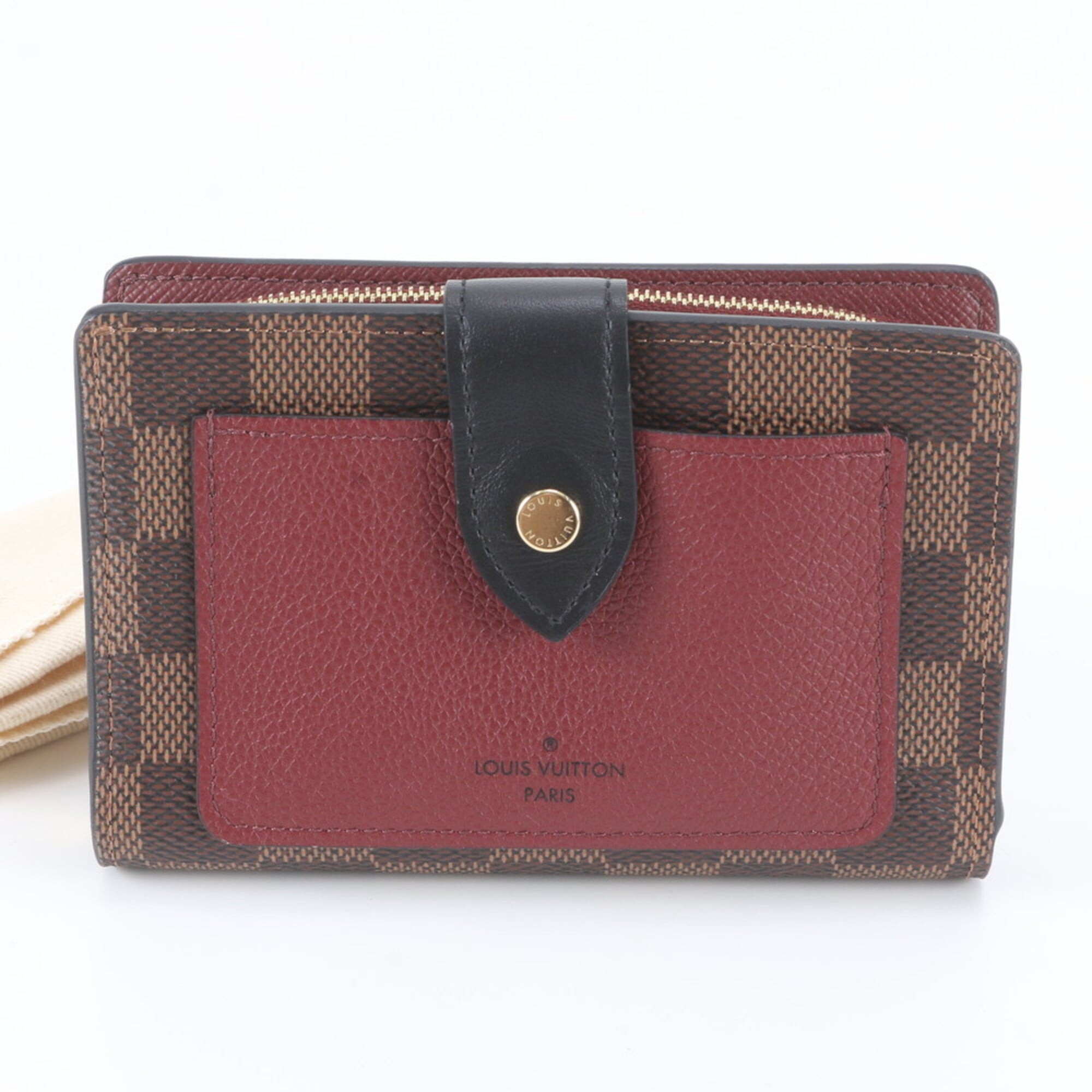 Louis Vuitton Bordeaux Leather Coated Canvas Wallet (Bi-Fold) (Pre-Owned)