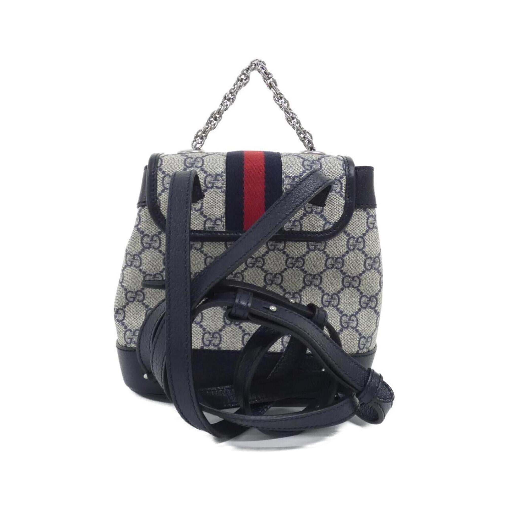 Gucci Beige Blue Gg Supreme Leather Backpack (Pre-Owned)