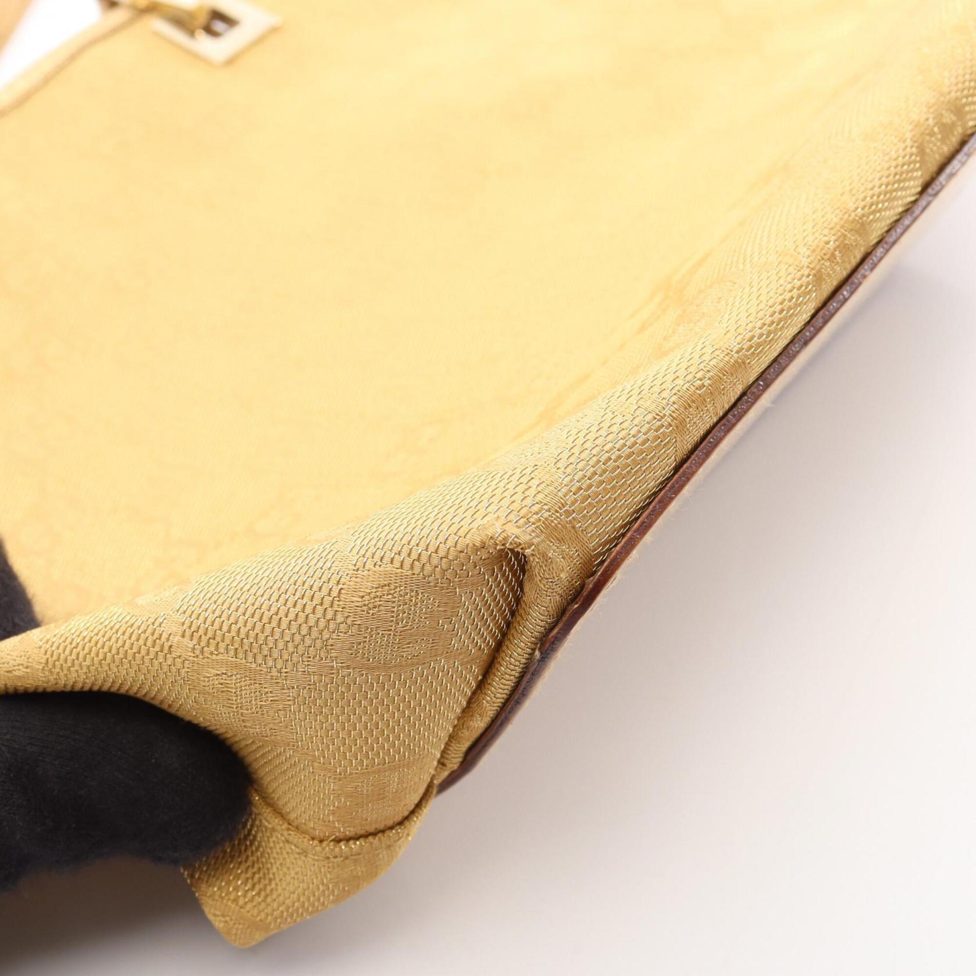 Gucci Gold Canvas Leather Handbag Tote Bag (Pre-Owned)