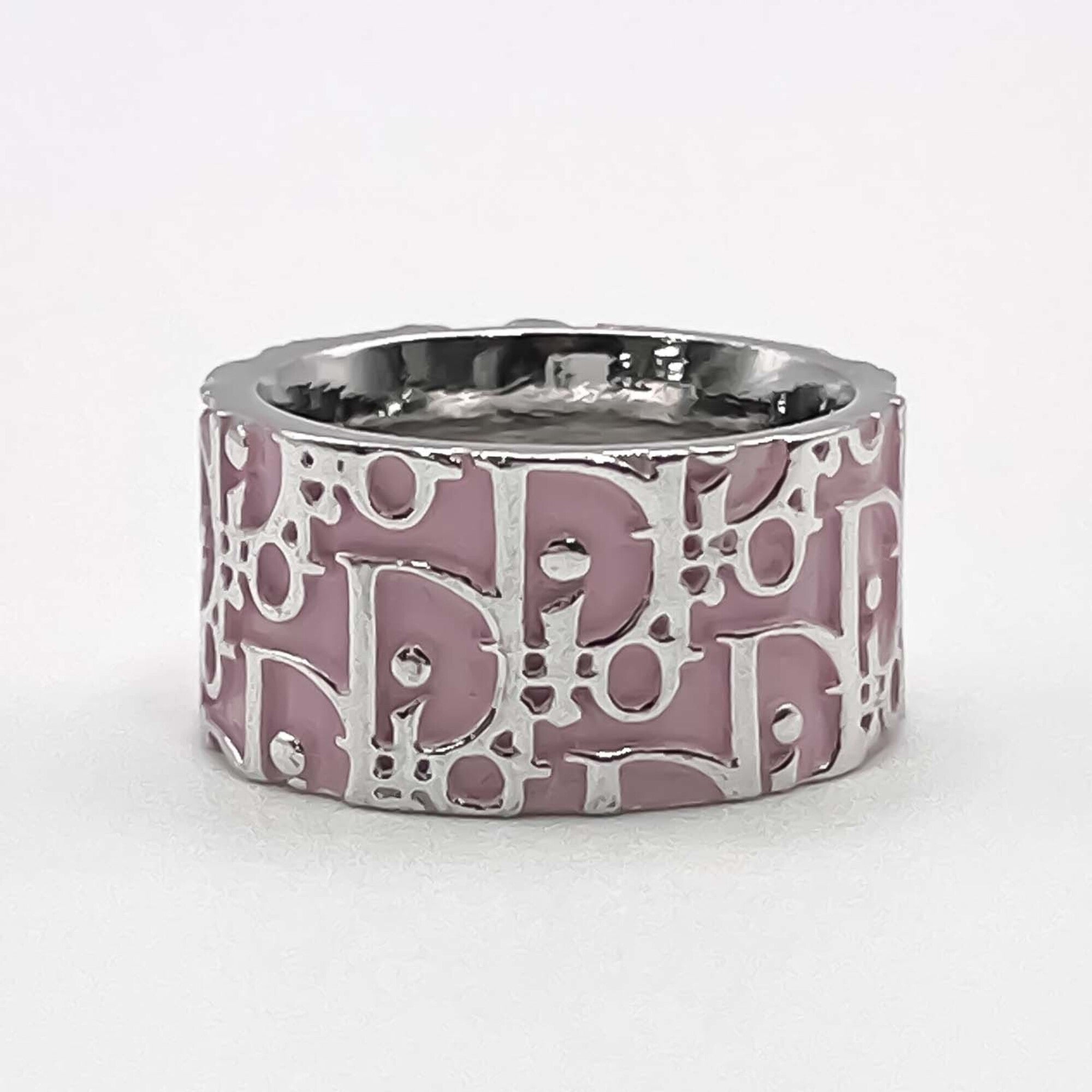 Christian Dior Silver Pink Band Ring (Pre-Owned)