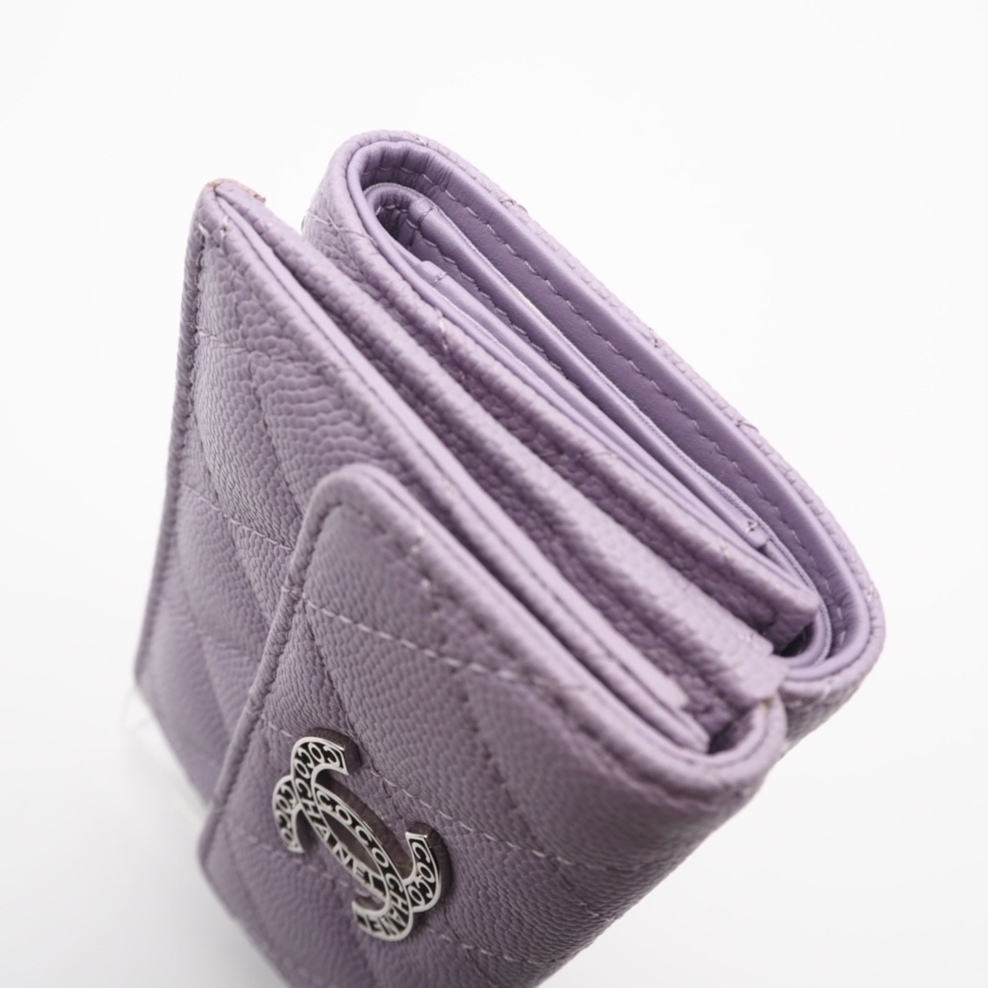 Christian Dior Purple White Leather Wallet (Tri-Fold) (Pre-Owned)