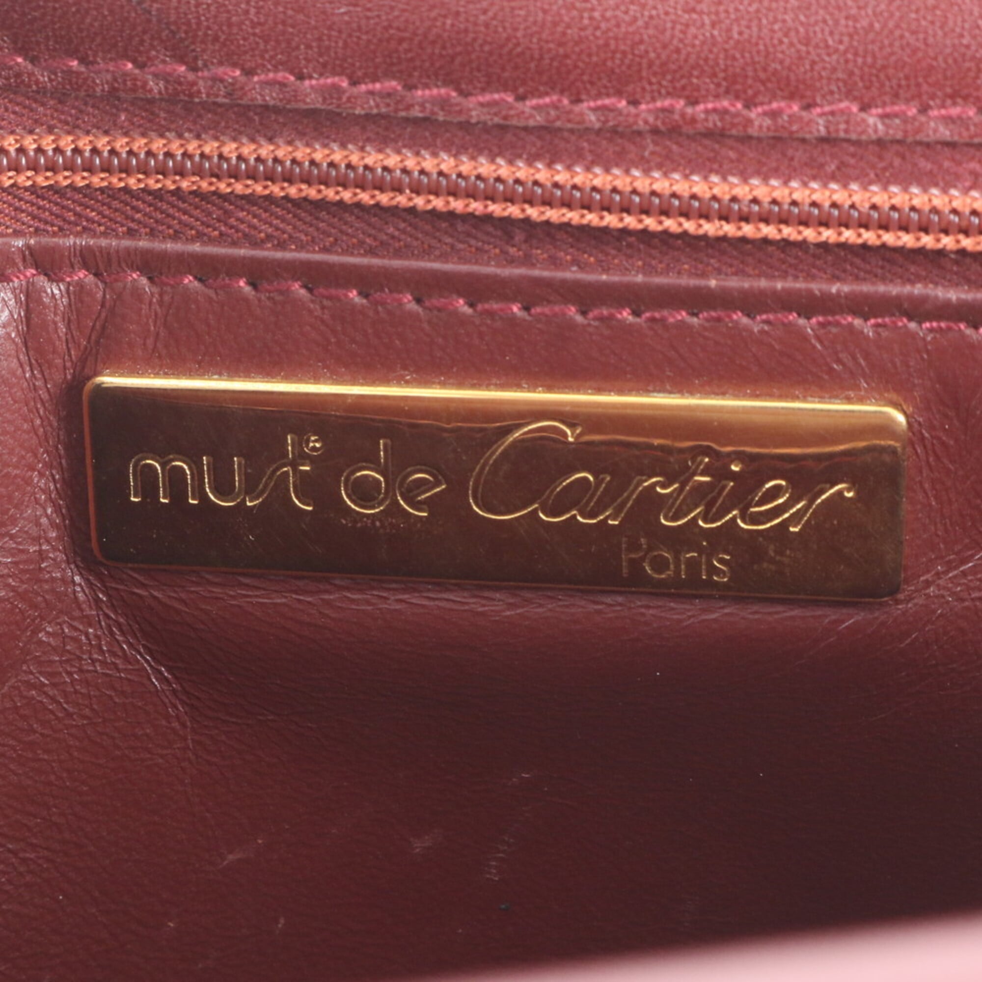 Cartier Wine Red Leather Handbag Shoulder Bag Tote Bag (Pre-Owned)