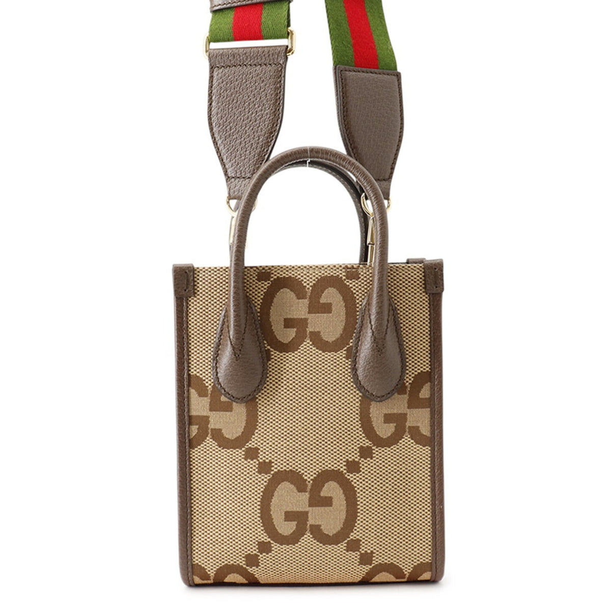 Gucci Beige Brown Canvas Leather Handbag Shoulder Bag Tote Bag (Pre-Owned)