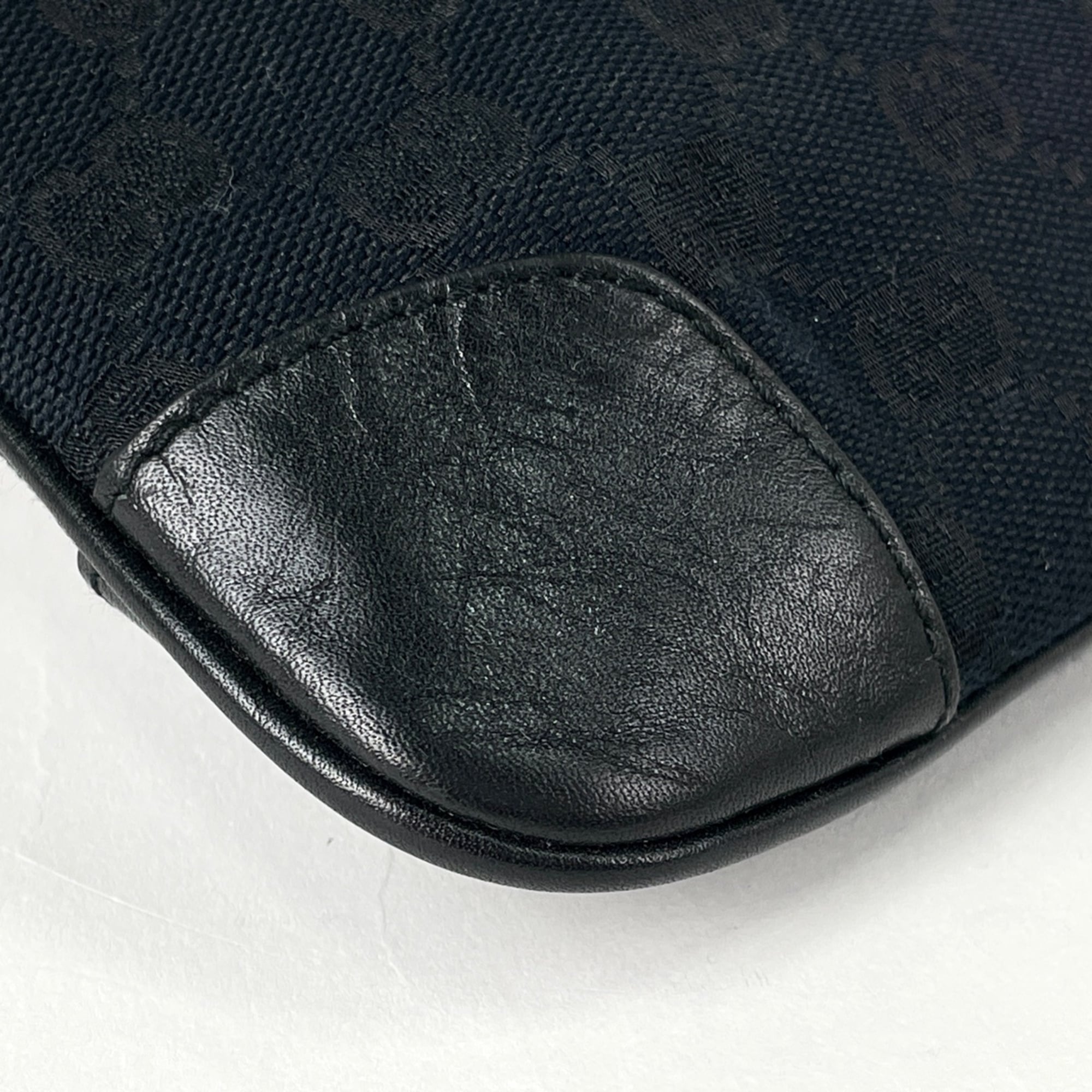Gucci Black Gg Canvas Leather Shoulder Bag (Pre-Owned)
