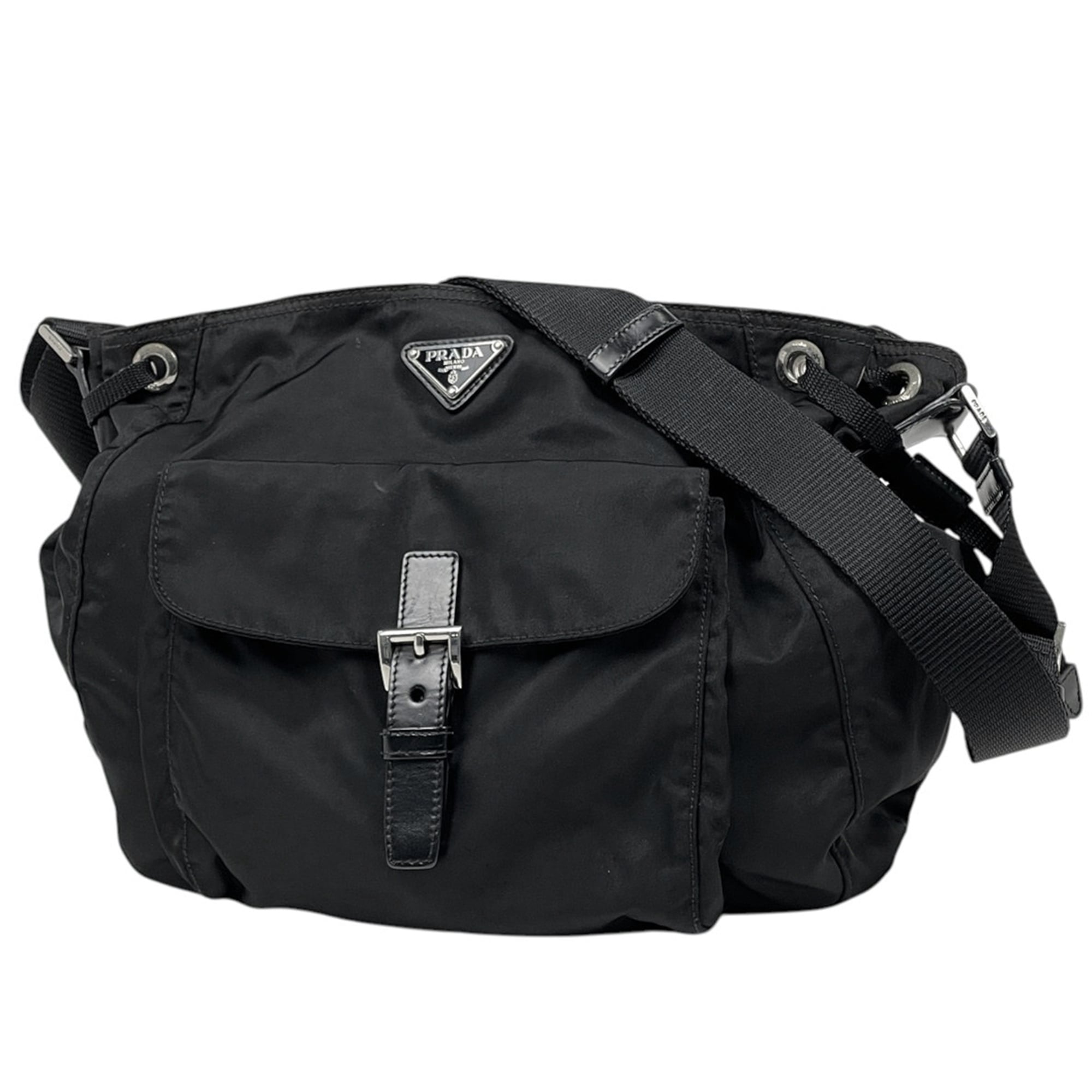 Prada Black Nylon Leather Shoulder Bag (Pre-Owned)