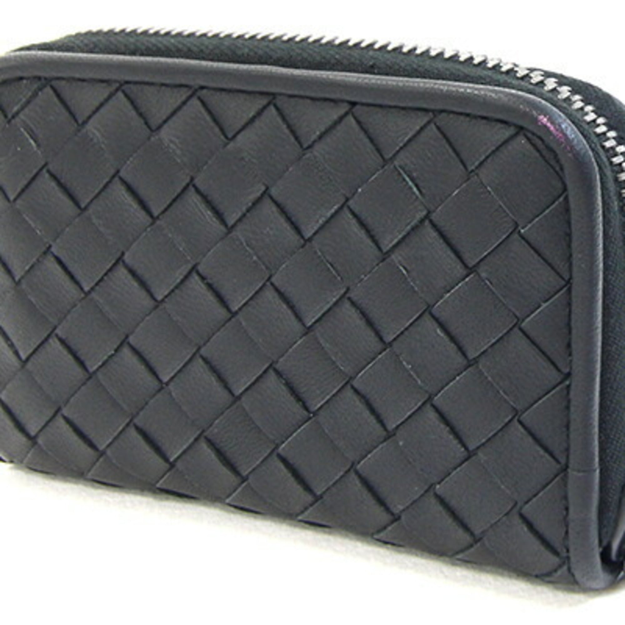 Bottega Veneta Intrecciato Black Leather Coin Purse/Coin Case (Pre-Owned)