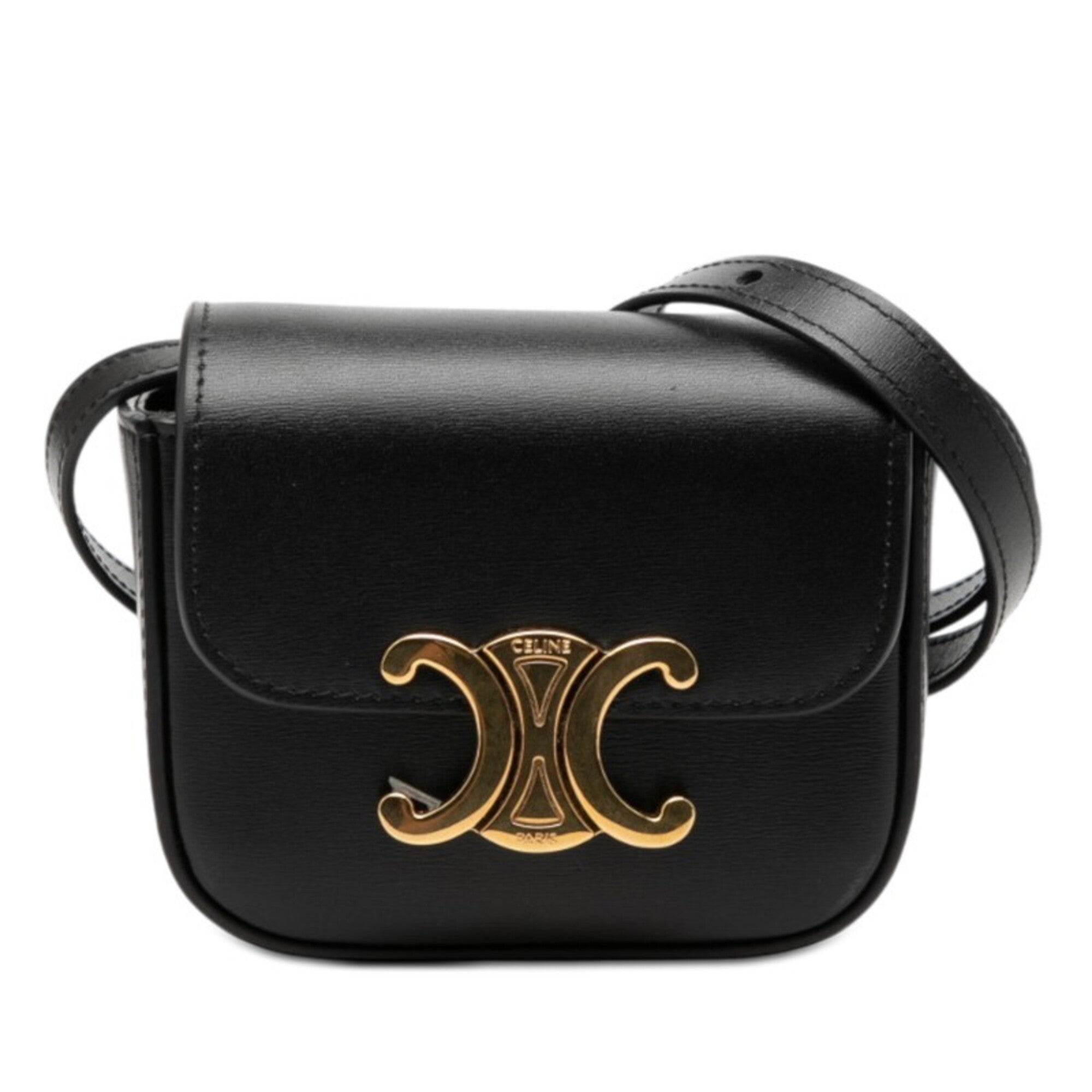 Celine Black Leather Pochette Shoulder Bag (Pre-Owned)
