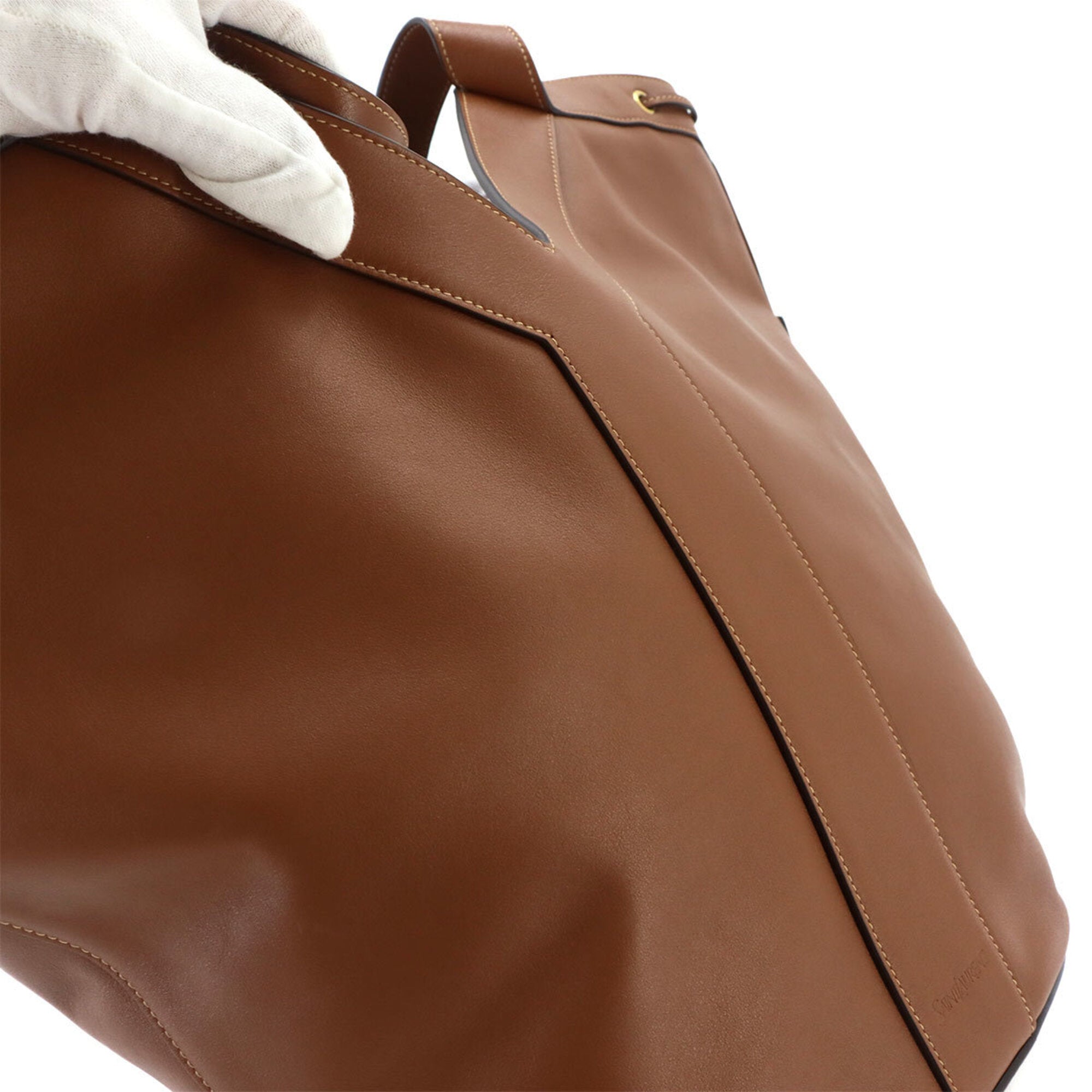 Saint Laurent Brown Leather Handbag Tote Bag (Pre-Owned)
