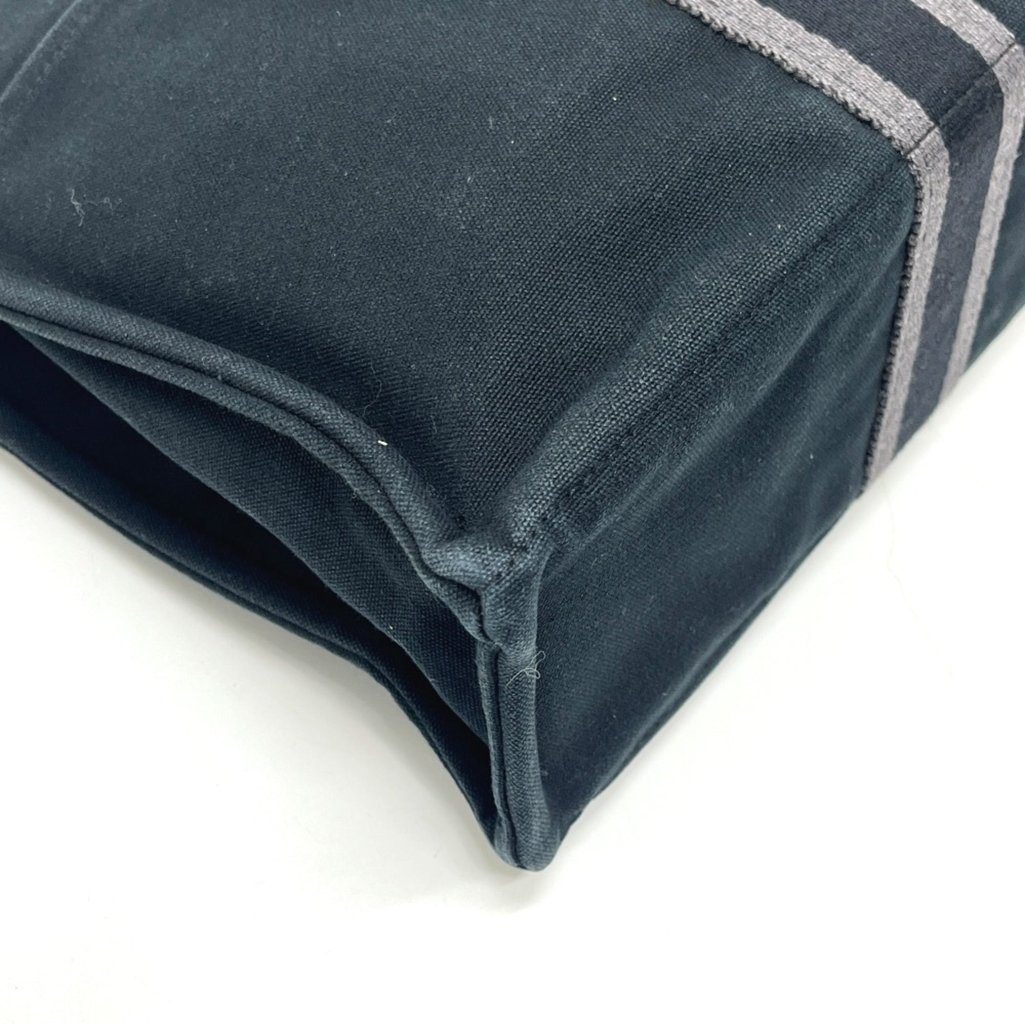 Hermes Black Canvas Handbag Tote Bag (Pre-Owned)