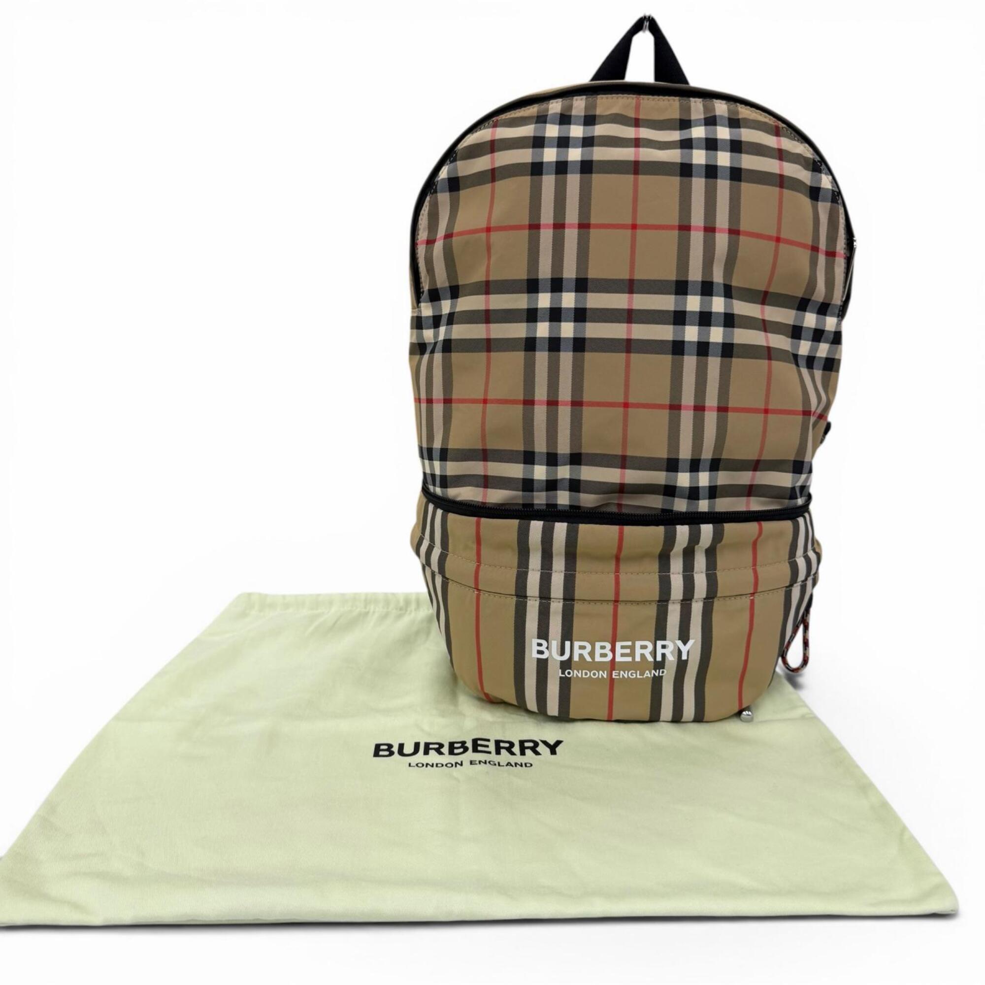 Burberry Beige Nylon Leather Backpack Sling Bag (Pre-Owned)
